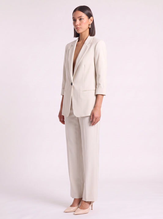 Mondara Longline Blazer Trouser Co-Ord – Women Tailored Pants High Waisted Office Formal Business Suit Set
