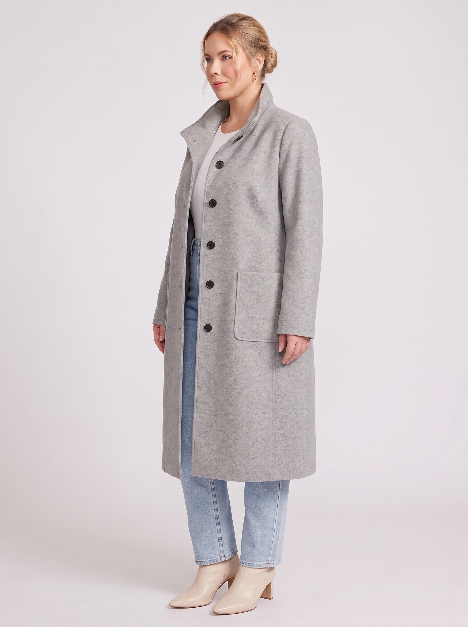 Colville Single-Breasted Longline Coat – Women Wool Blend Winter Outerwear Tailored Button-Front Coat