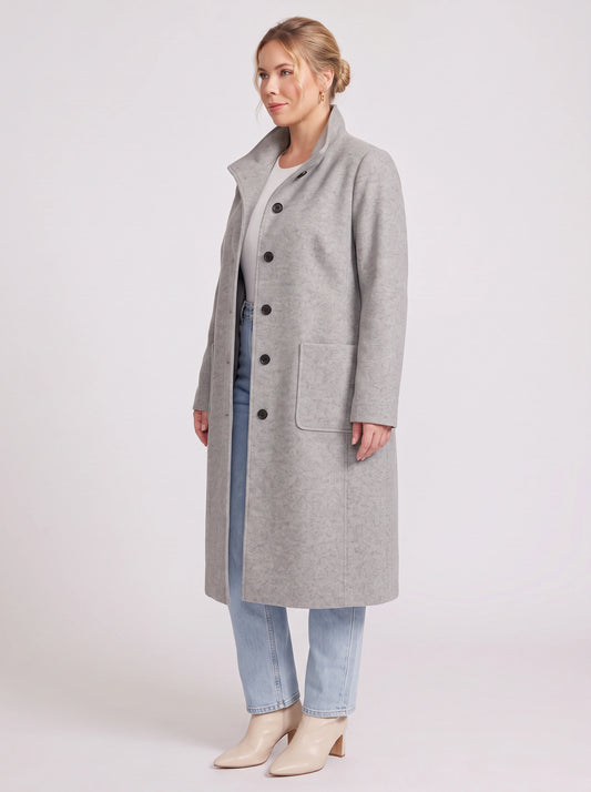 Colville Single-Breasted Longline Coat – Women Wool Blend Winter Outerwear Tailored Button-Front Coat