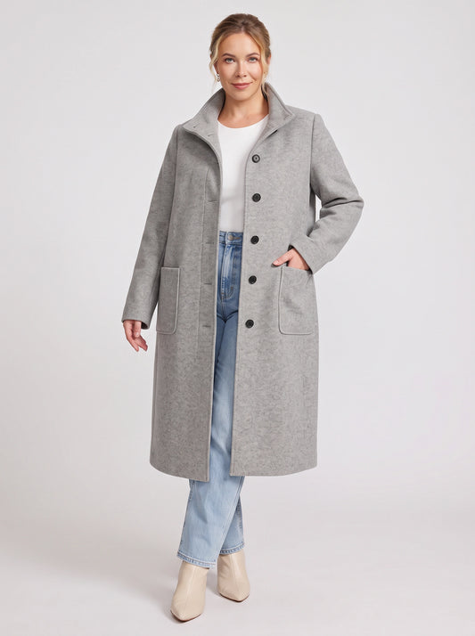 Colville Single-Breasted Longline Coat – Women Wool Blend Winter Outerwear Tailored Button-Front Coat