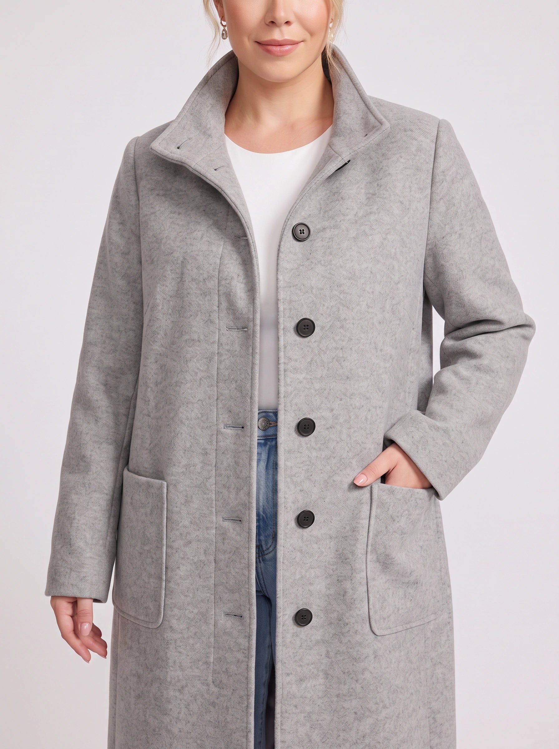 Colville Single-Breasted Longline Coat – Women Wool Blend Winter Outerwear Tailored Button-Front Coat