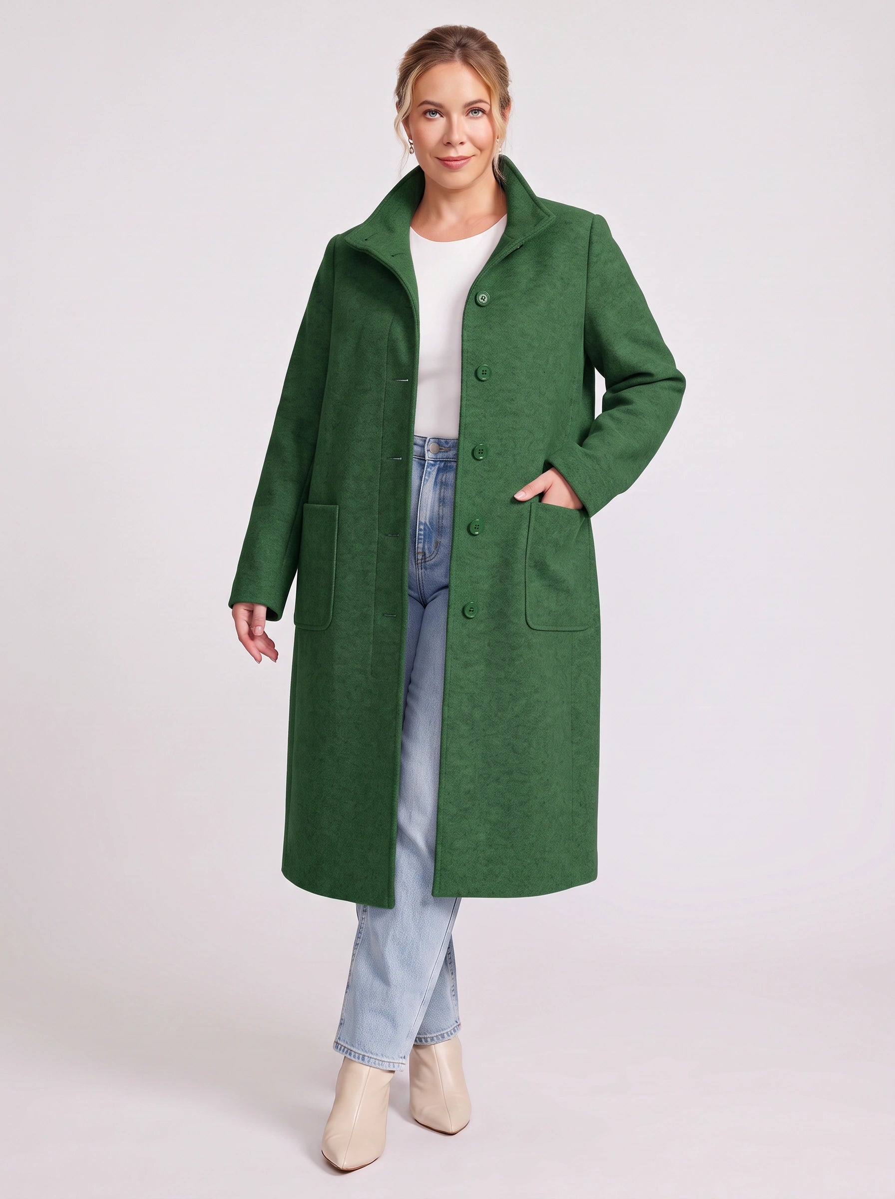 Colville Single-Breasted Longline Coat – Women Wool Blend Winter Outerwear Tailored Button-Front Coat