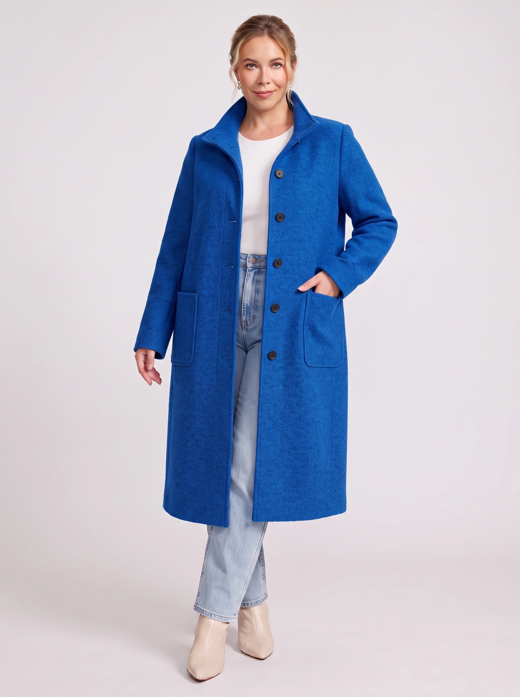 Colville Single-Breasted Longline Coat – Women Wool Blend Winter Outerwear Tailored Button-Front Coat