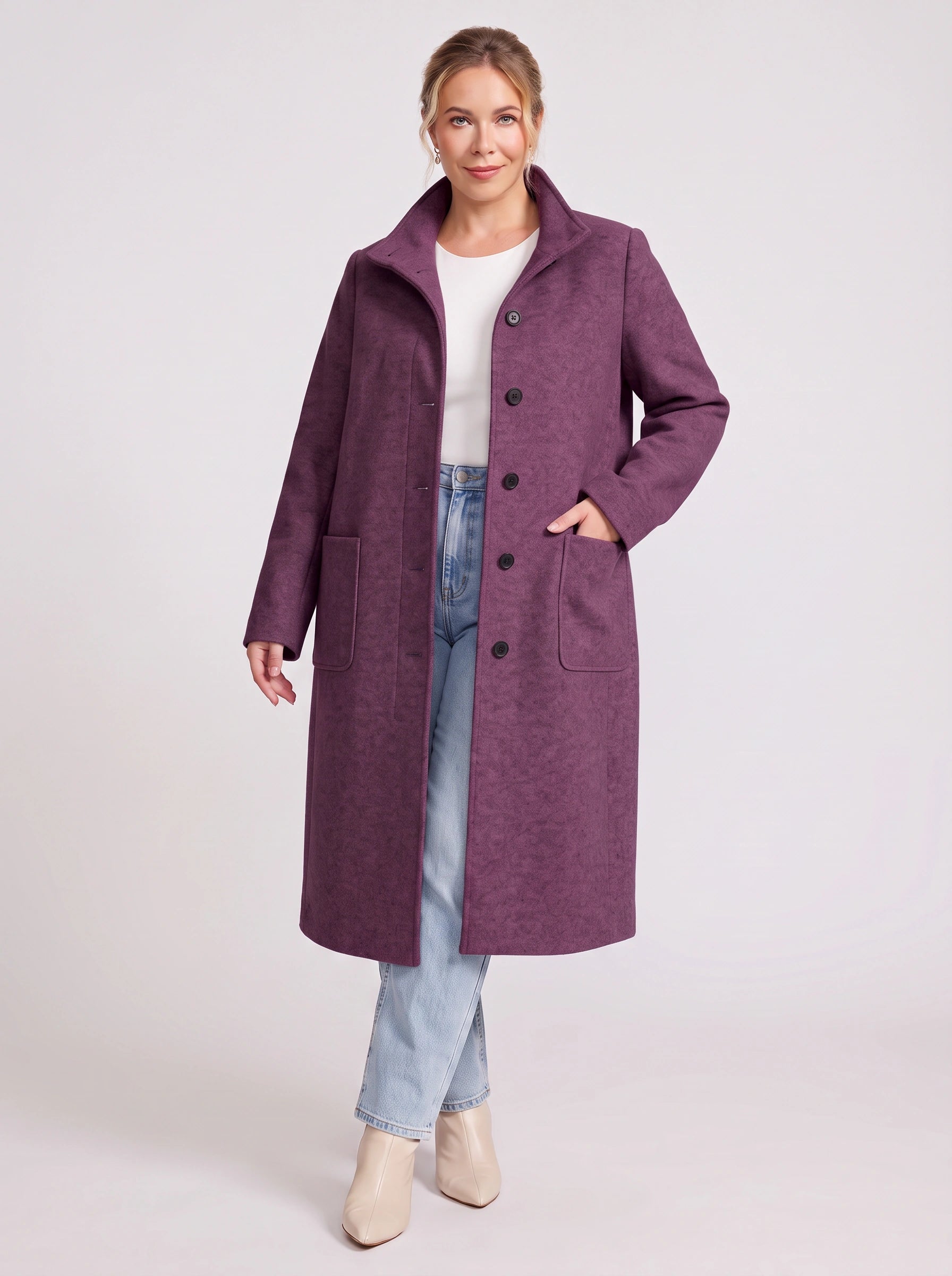 Colville Single-Breasted Longline Coat – Women Wool Blend Winter Outerwear Tailored Button-Front Coat