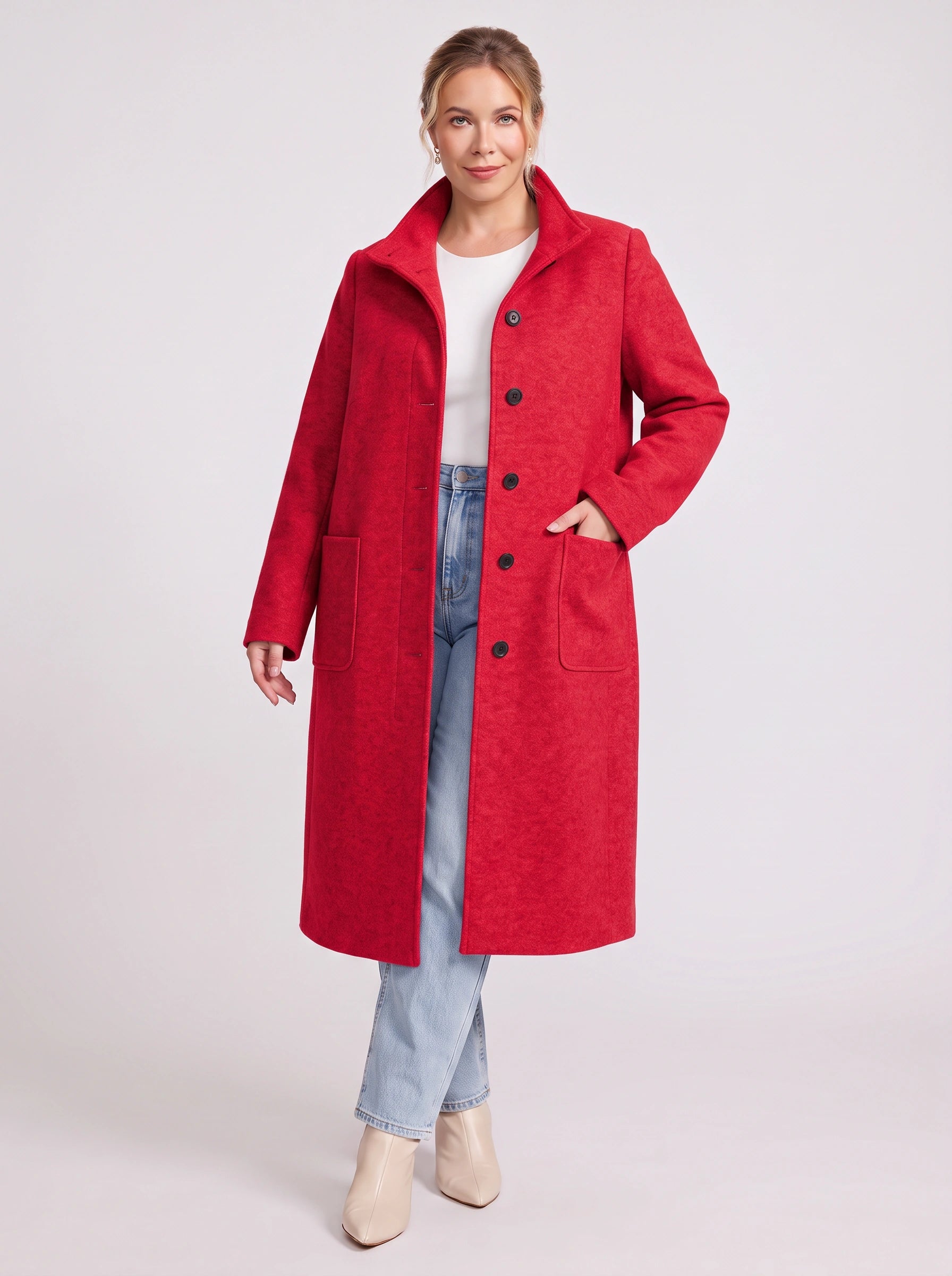 Colville Single-Breasted Longline Coat – Women Wool Blend Winter Outerwear Tailored Button-Front Coat