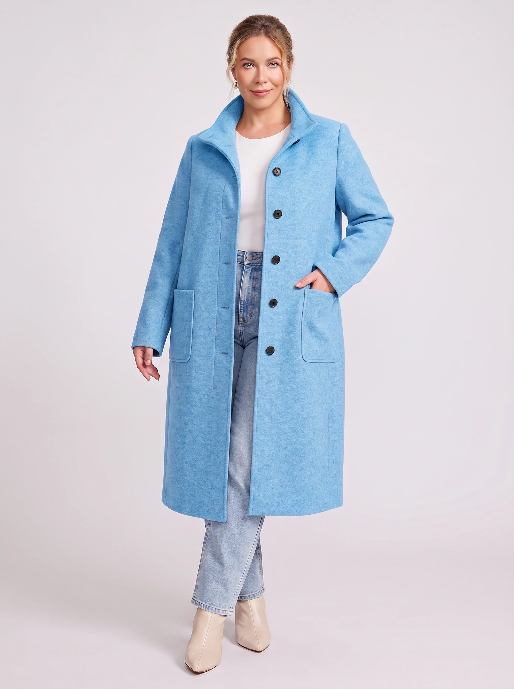 Colville Single-Breasted Longline Coat – Women Wool Blend Winter Outerwear Tailored Button-Front Coat
