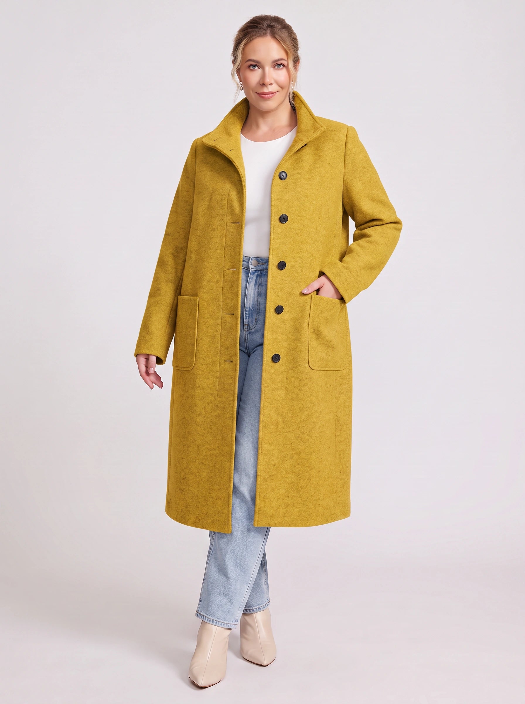 Colville Single-Breasted Longline Coat – Women Wool Blend Winter Outerwear Tailored Button-Front Coat