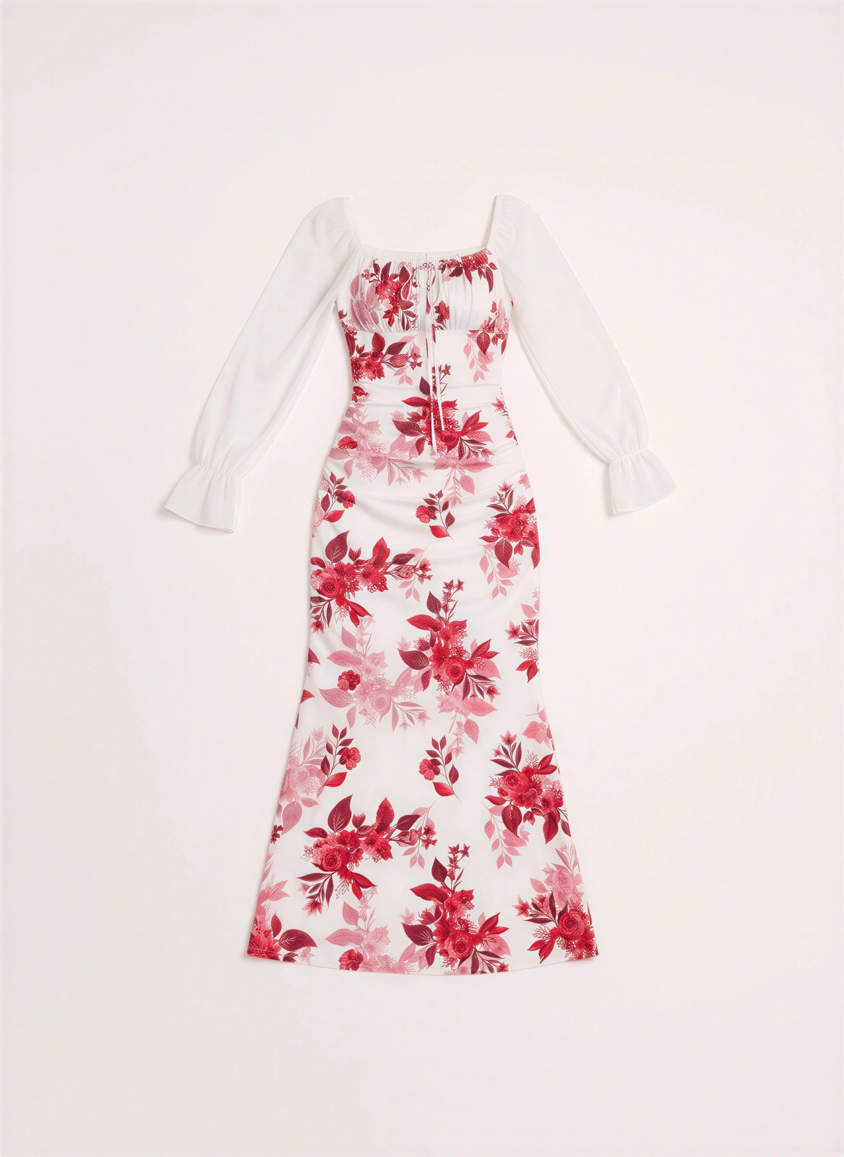 Florame Puff-Sleeve Corset Maxi Dress – Long Sleeve Maxi Dress Women Formal Wedding Guest Floral Elegant Evening Dress