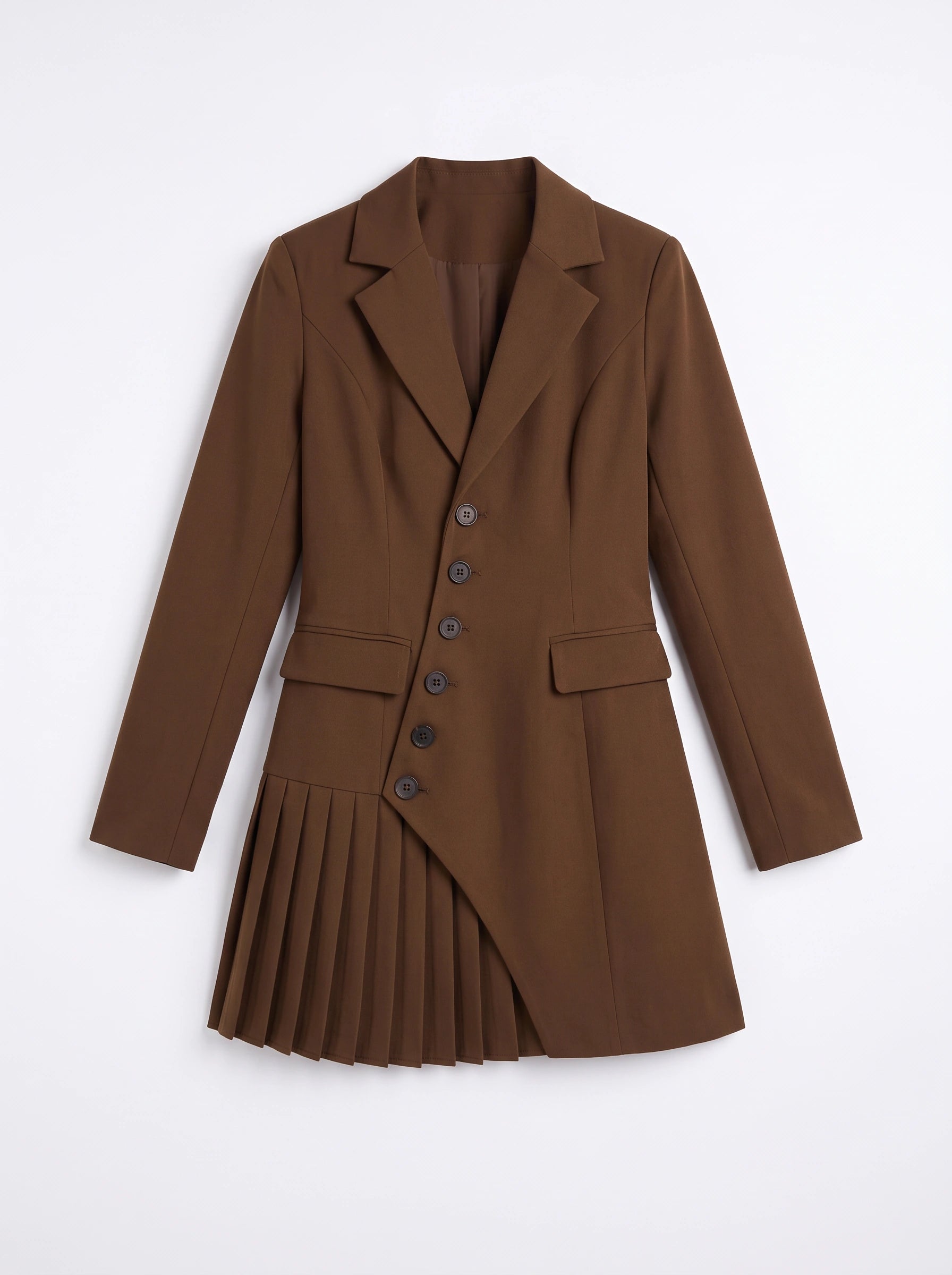 Pliova Tailored Asymmetric Pleated Blazer Mini Dress – Women Formal Office Evening Party Structured Mini Dress