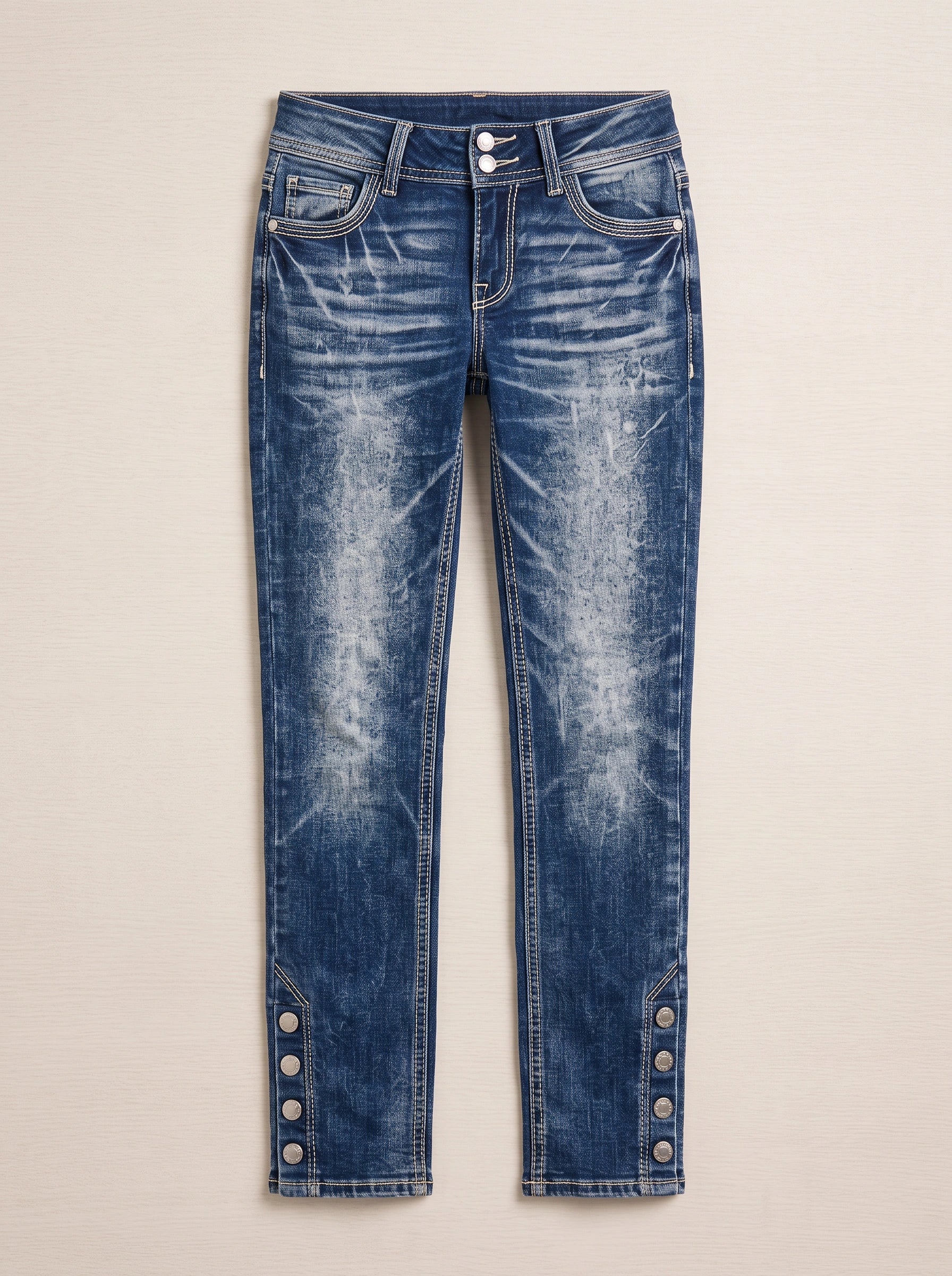 Contresh Button Detail Bootcut Jeans – High Rise Denim Women Casual Streetwear Bootcut Jeans