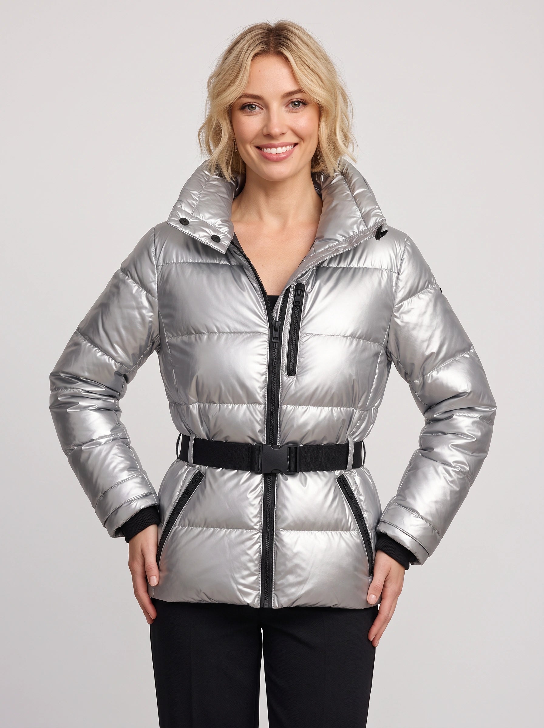 Glaciva Belted Puffer Jacket – Hooded Quilted Winter Women Outerwear Coat Windbreaker Ski Streetwear Puffer Jacket