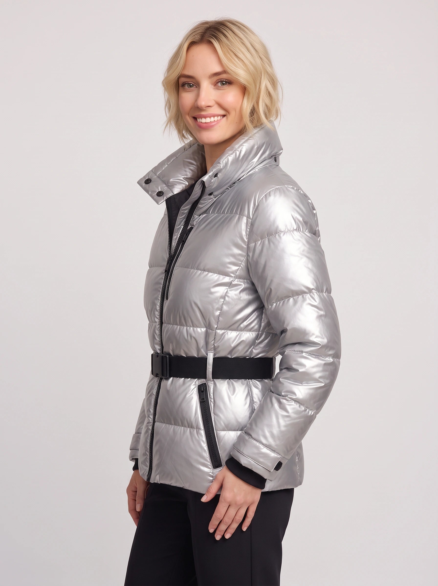 Glaciva Belted Puffer Jacket – Hooded Quilted Winter Women Outerwear Coat Windbreaker Ski Streetwear Puffer Jacket