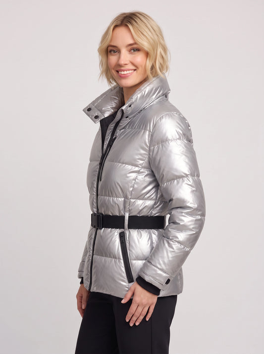 Glaciva Belted Puffer Jacket – Hooded Quilted Winter Women Outerwear Coat Windbreaker Ski Streetwear Puffer Jacket