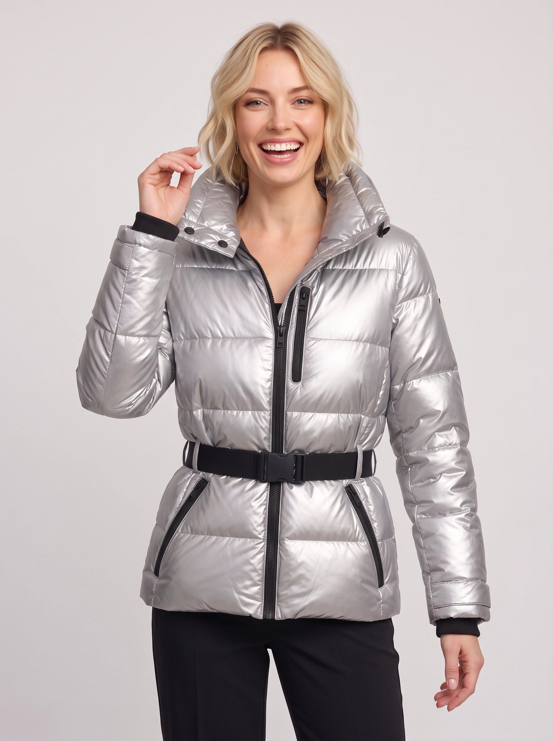 Glaciva Belted Puffer Jacket – Hooded Quilted Winter Women Outerwear Coat Windbreaker Ski Streetwear Puffer Jacket