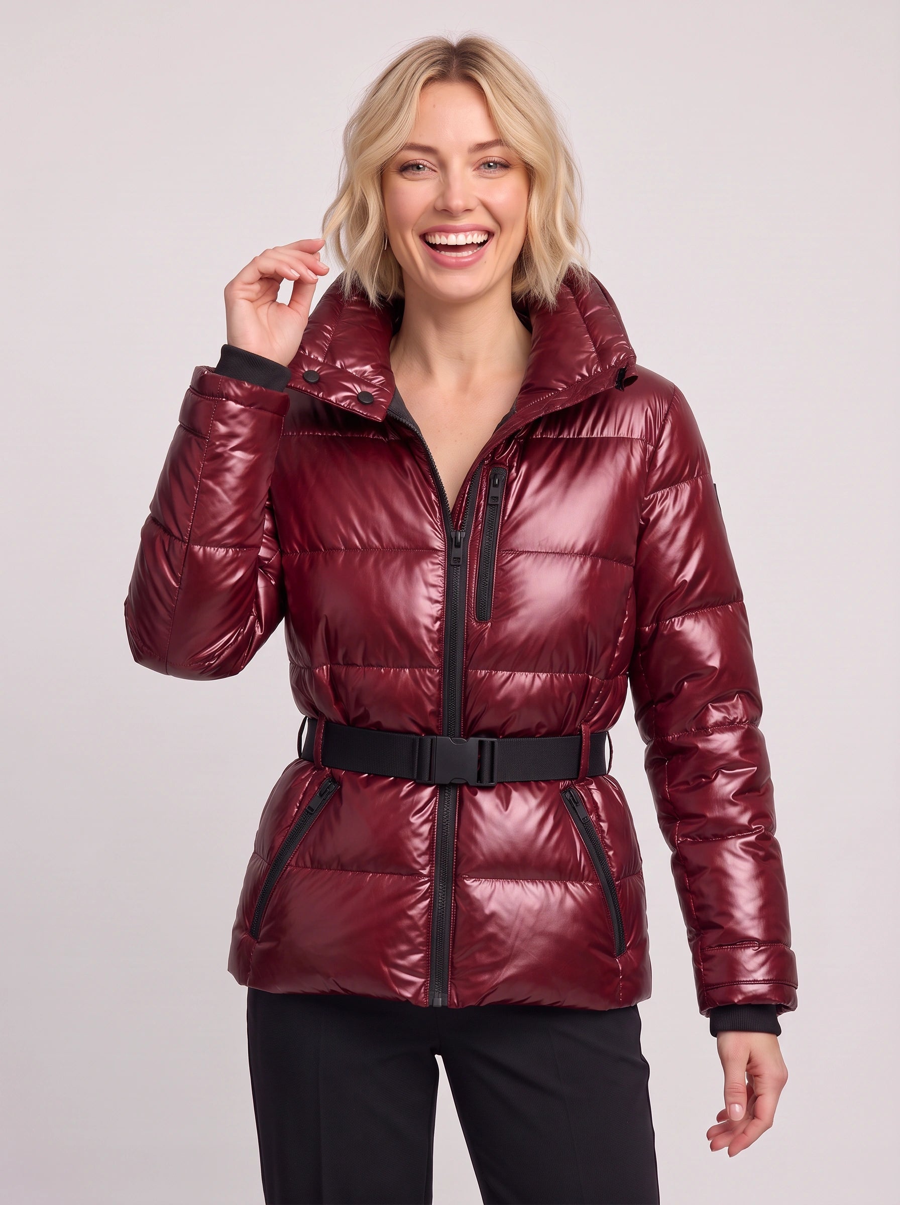 Glaciva Belted Puffer Jacket – Hooded Quilted Winter Women Outerwear Coat Windbreaker Ski Streetwear Puffer Jacket