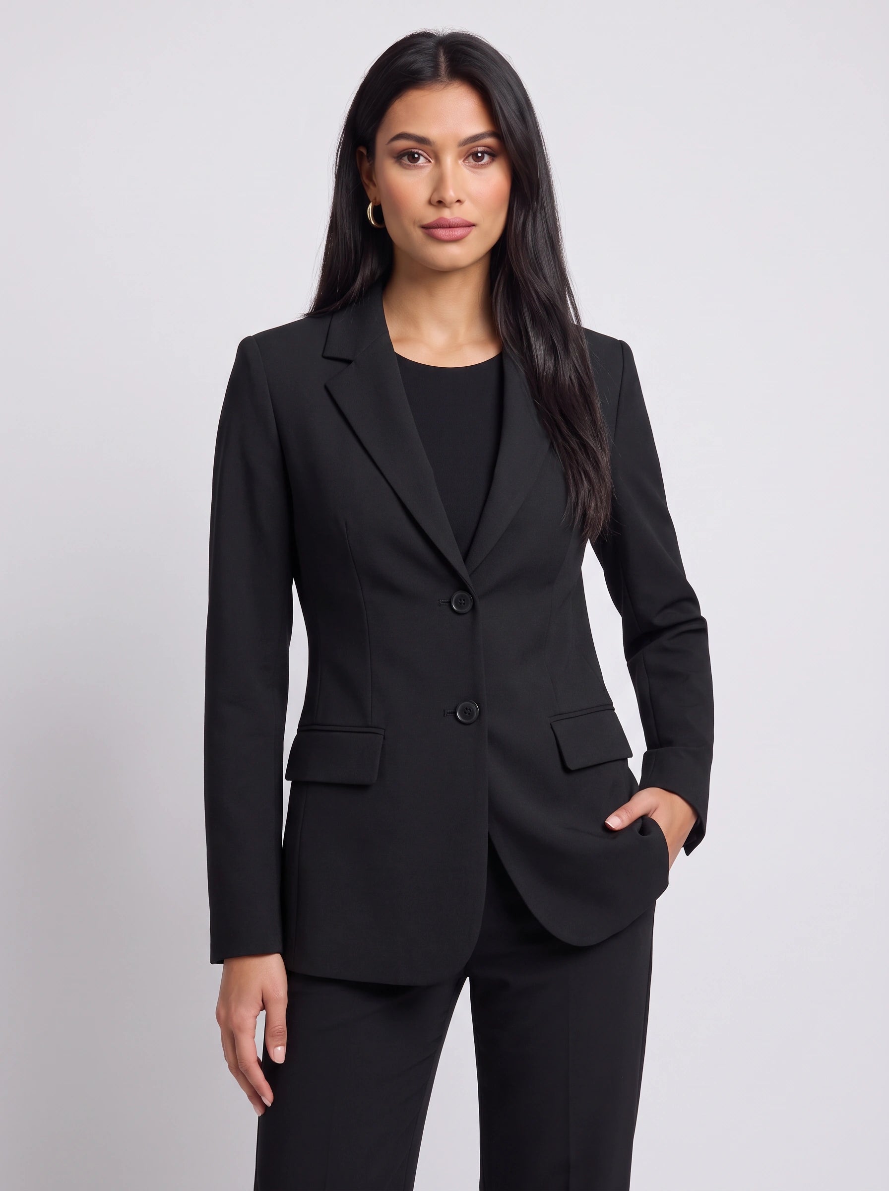 Blazer long Ivorrim à boutonnage simple - Veste ajustée formelle pour femme, idéale pour le bureau et le travail en hiver