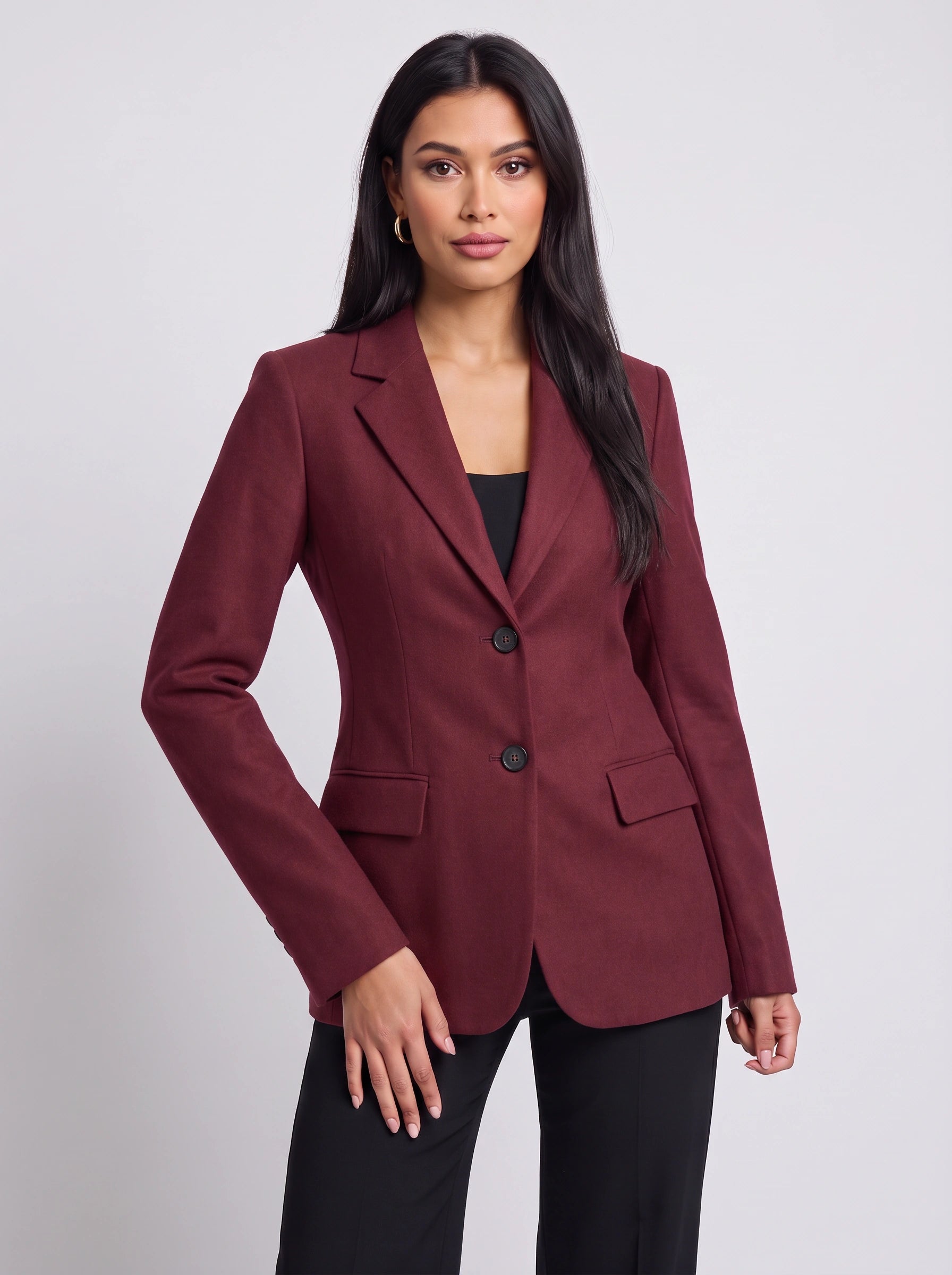 Blazer long Ivorrim à boutonnage simple - Veste ajustée formelle pour femme, idéale pour le bureau et le travail en hiver