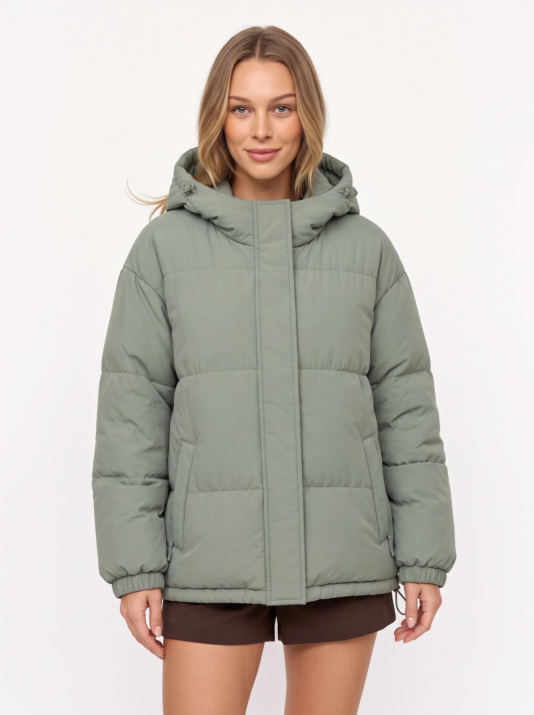 Doudoune oversize à capuche Puffmoss – Manteau d’hiver matelassé pour femme, capuche, style décontracté et streetwear