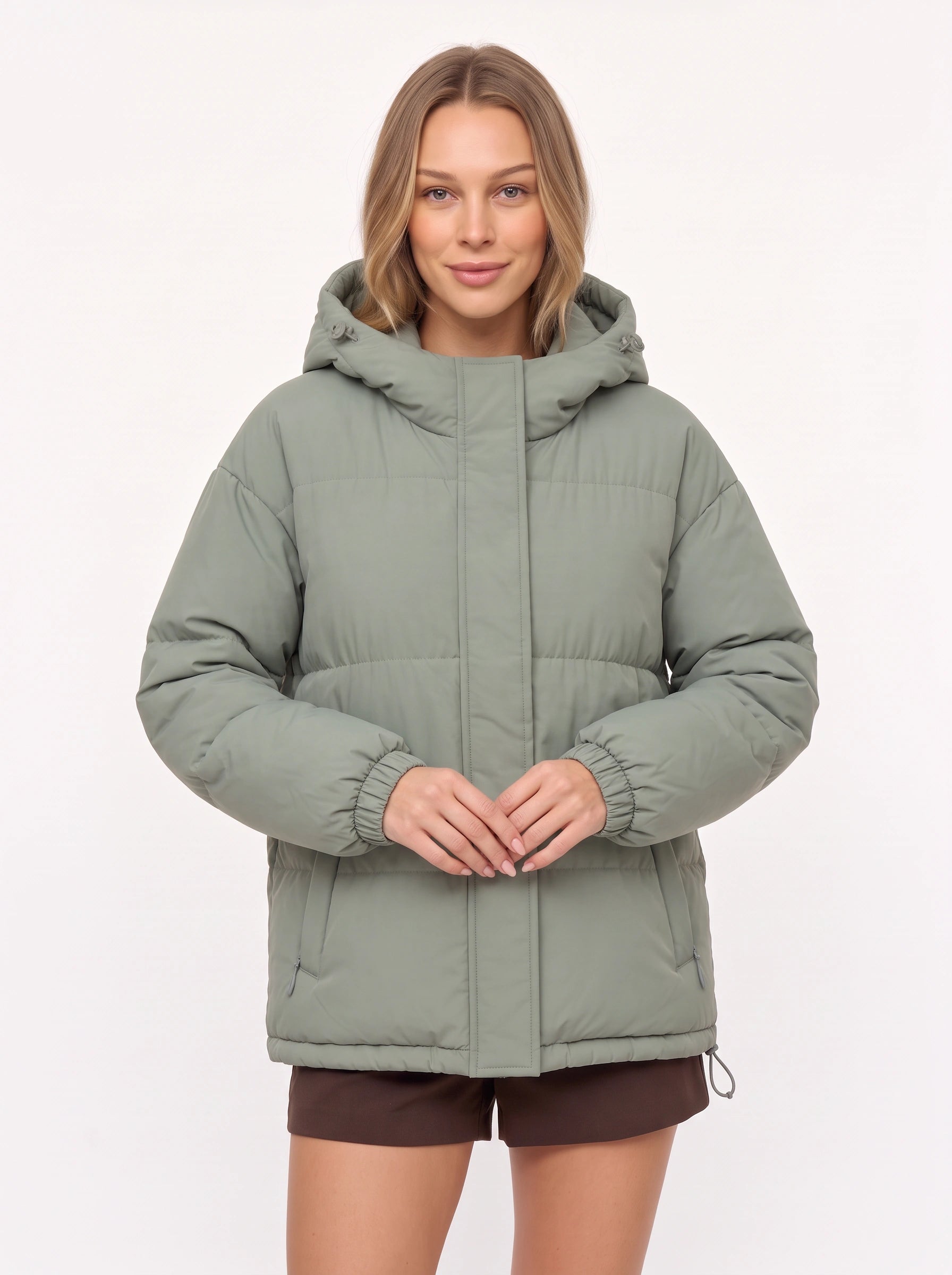 Doudoune oversize à capuche Puffmoss – Manteau d’hiver matelassé pour femme, capuche, style décontracté et streetwear