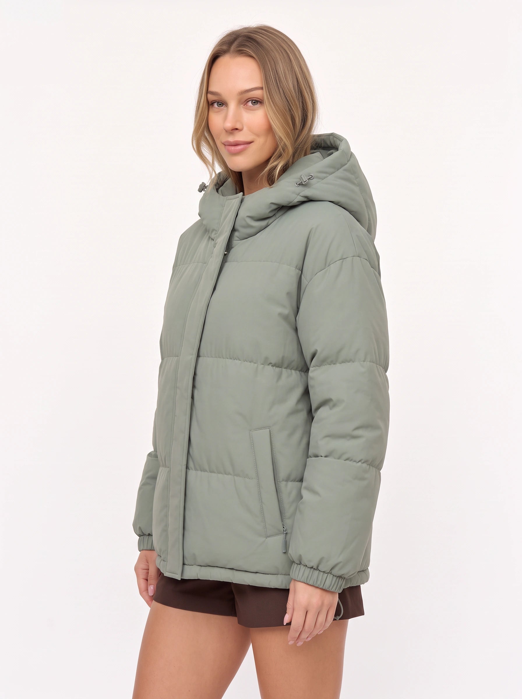 Doudoune oversize à capuche Puffmoss – Manteau d’hiver matelassé pour femme, capuche, style décontracté et streetwear