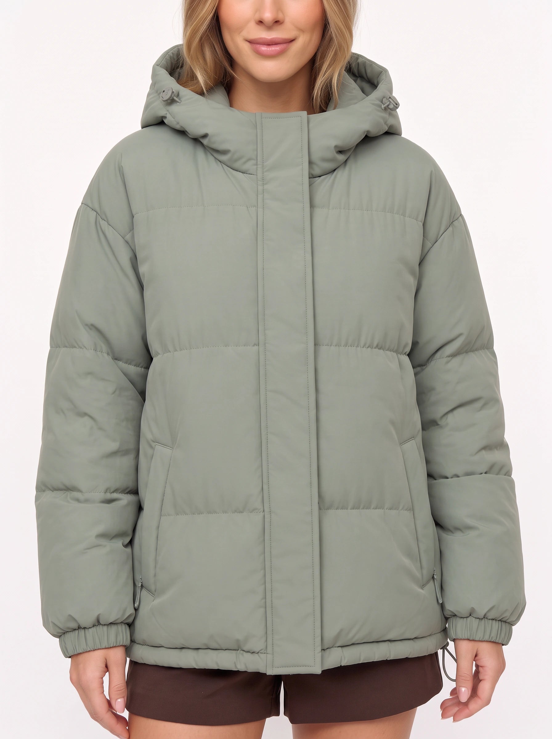 Doudoune oversize à capuche Puffmoss – Manteau d’hiver matelassé pour femme, capuche, style décontracté et streetwear