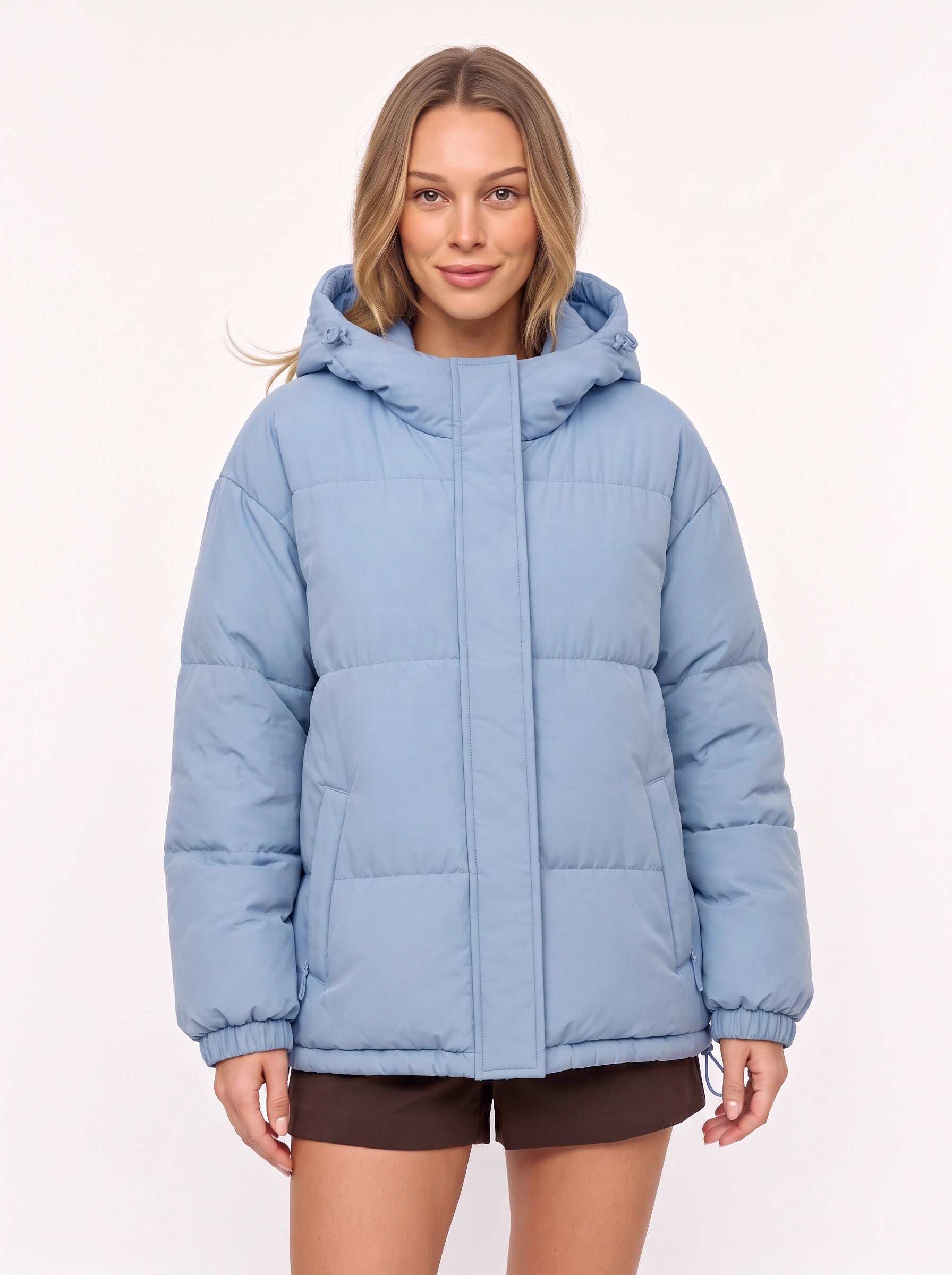 Doudoune oversize à capuche Puffmoss – Manteau d’hiver matelassé pour femme, capuche, style décontracté et streetwear