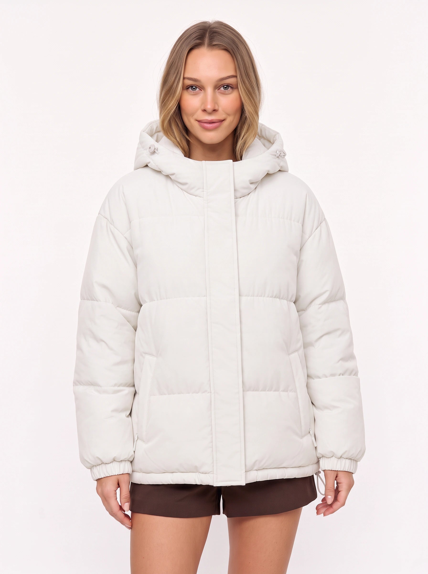 Doudoune oversize à capuche Puffmoss – Manteau d’hiver matelassé pour femme, capuche, style décontracté et streetwear