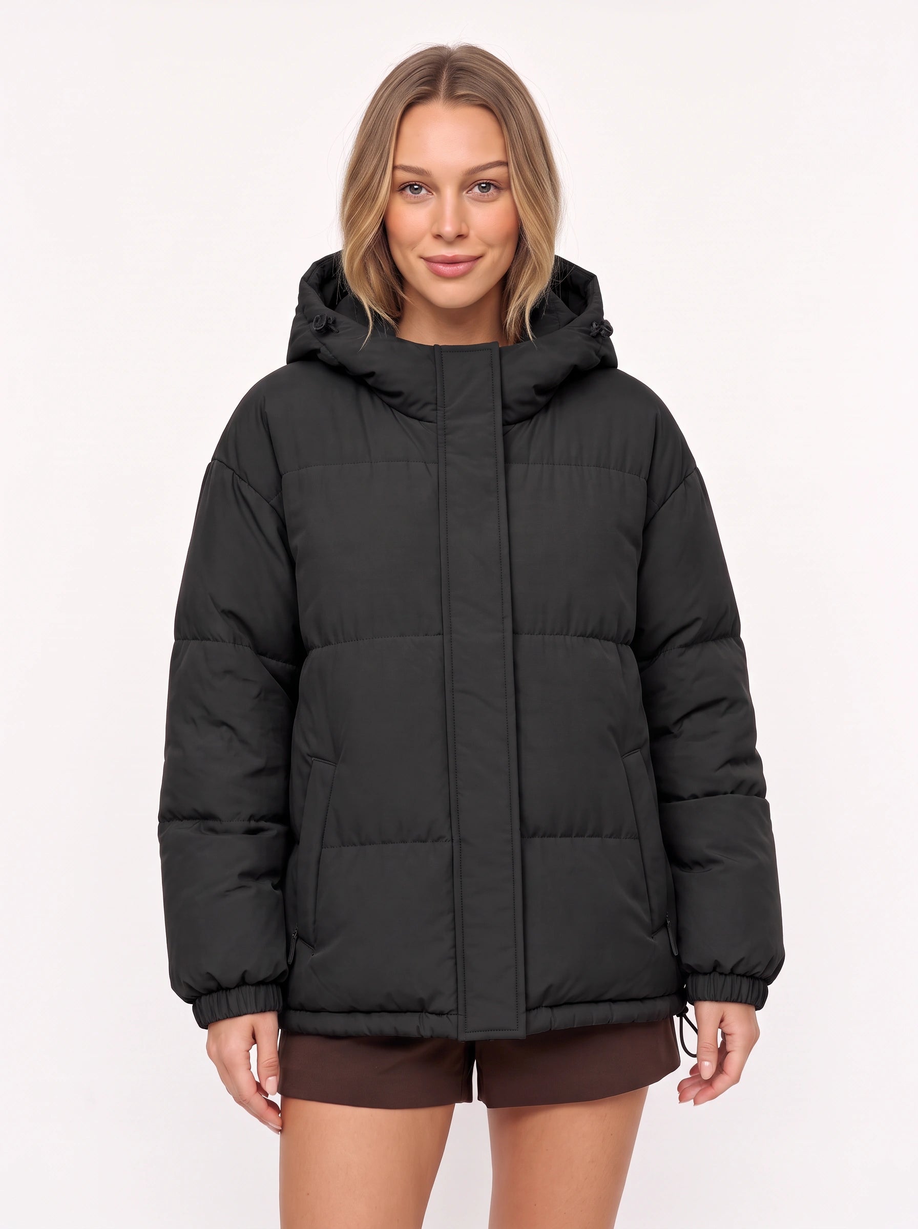 Doudoune oversize à capuche Puffmoss – Manteau d’hiver matelassé pour femme, capuche, style décontracté et streetwear