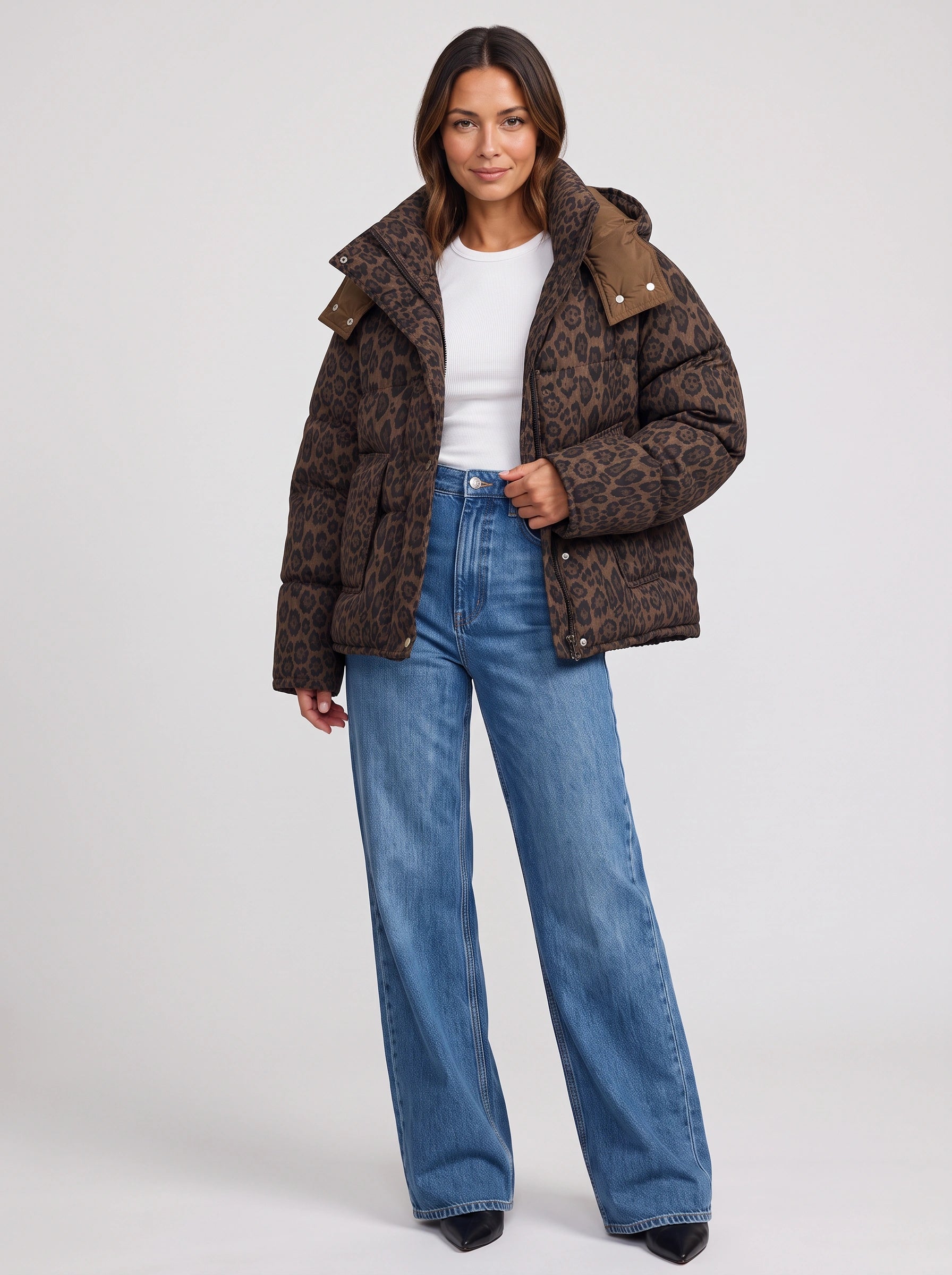 Doudoune oversize Maculwarm – Manteau d’hiver matelassé à imprimé léopard pour femme, style décontracté et streetwear