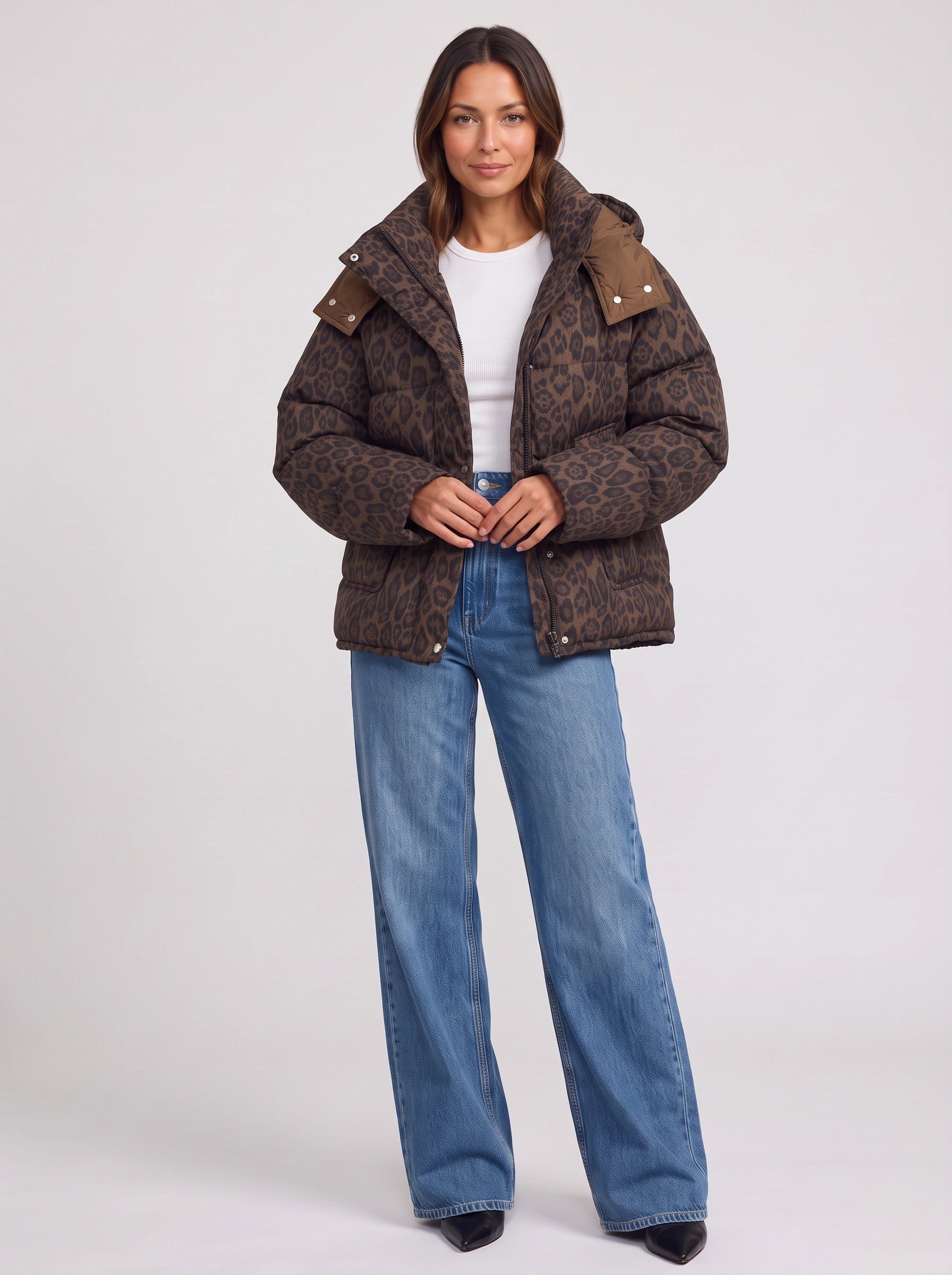 Doudoune oversize Maculwarm – Manteau d’hiver matelassé à imprimé léopard pour femme, style décontracté et streetwear