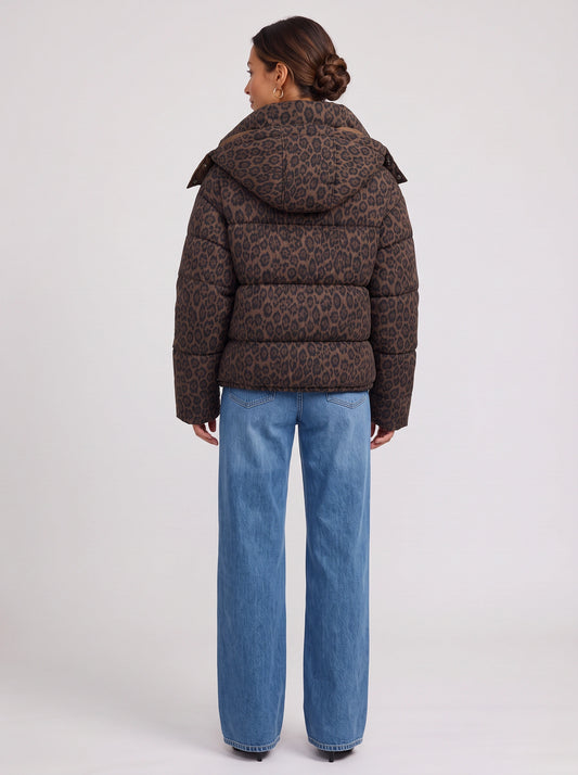 Maculwarm Oversized Puffer Jacket – Leopard Print Quilted Winter Coat Women Streetwear Casual Puffer
