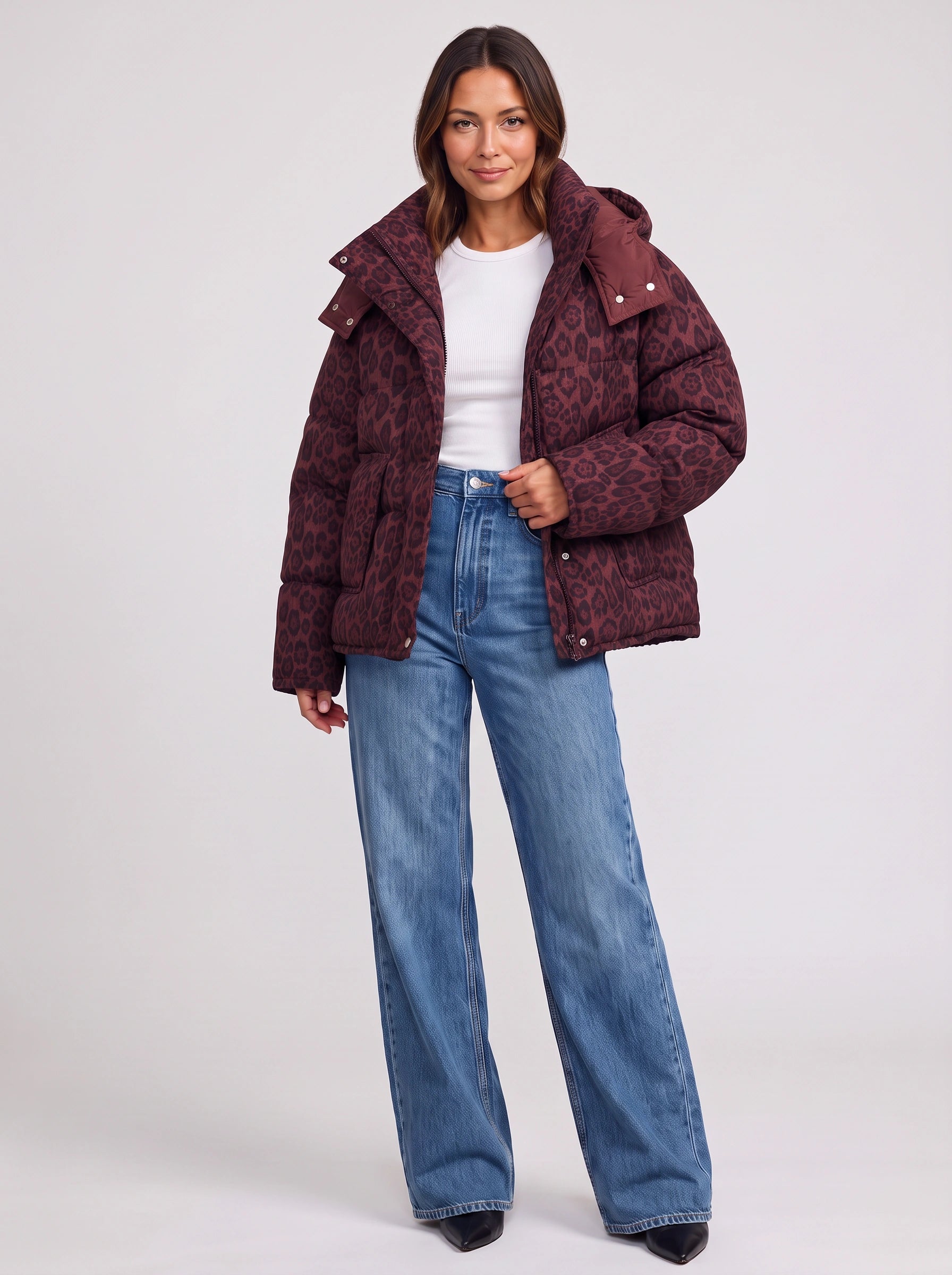 Doudoune oversize Maculwarm – Manteau d’hiver matelassé à imprimé léopard pour femme, style décontracté et streetwear