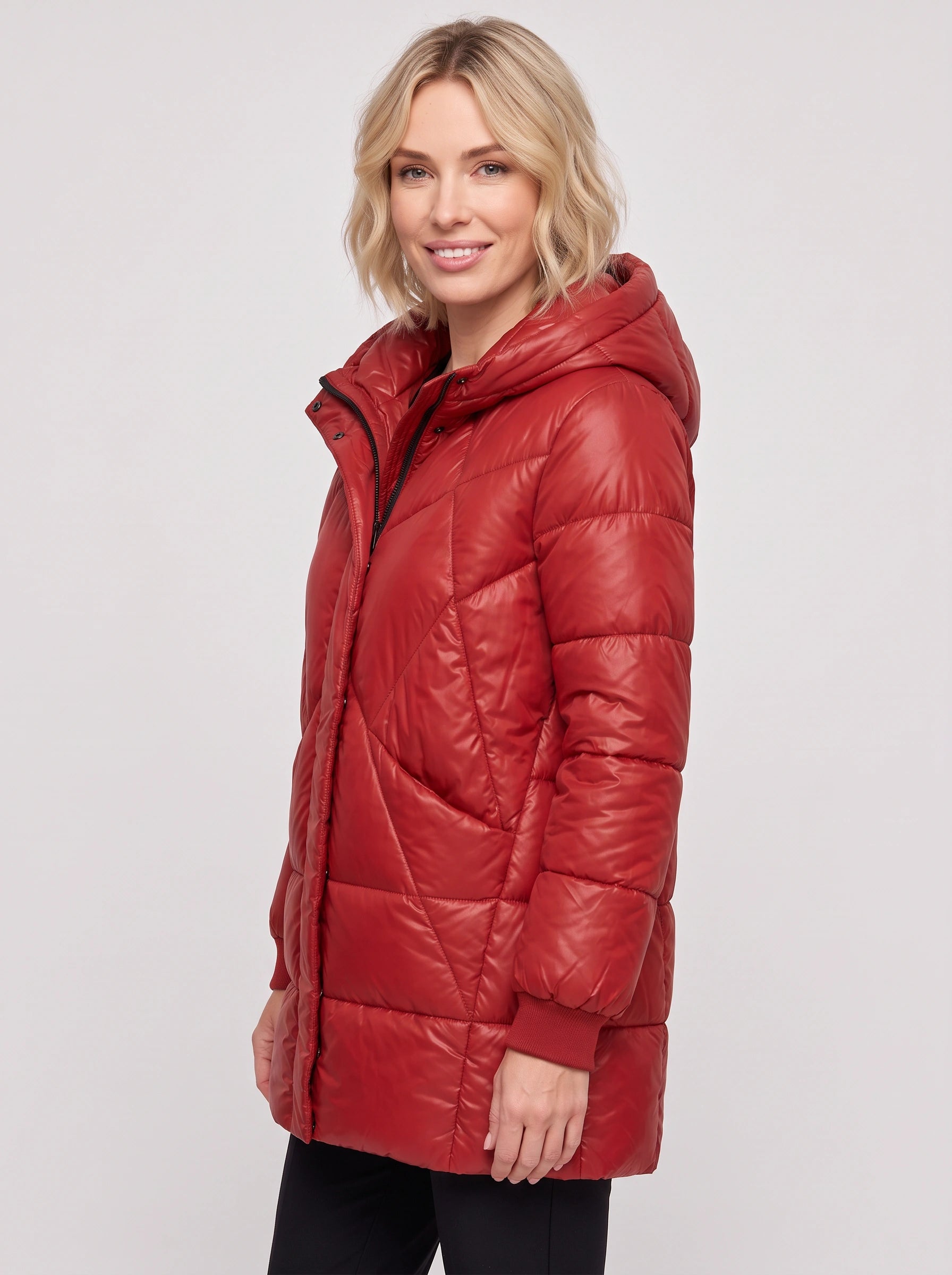 Doudoune longue à capuche Crimsonpuff – Manteau d’hiver chaud et matelassé pour femme