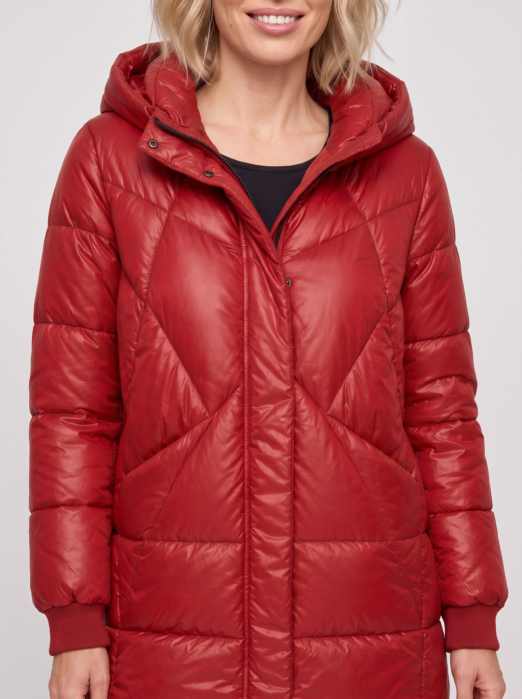 Doudoune longue à capuche Crimsonpuff – Manteau d’hiver chaud et matelassé pour femme