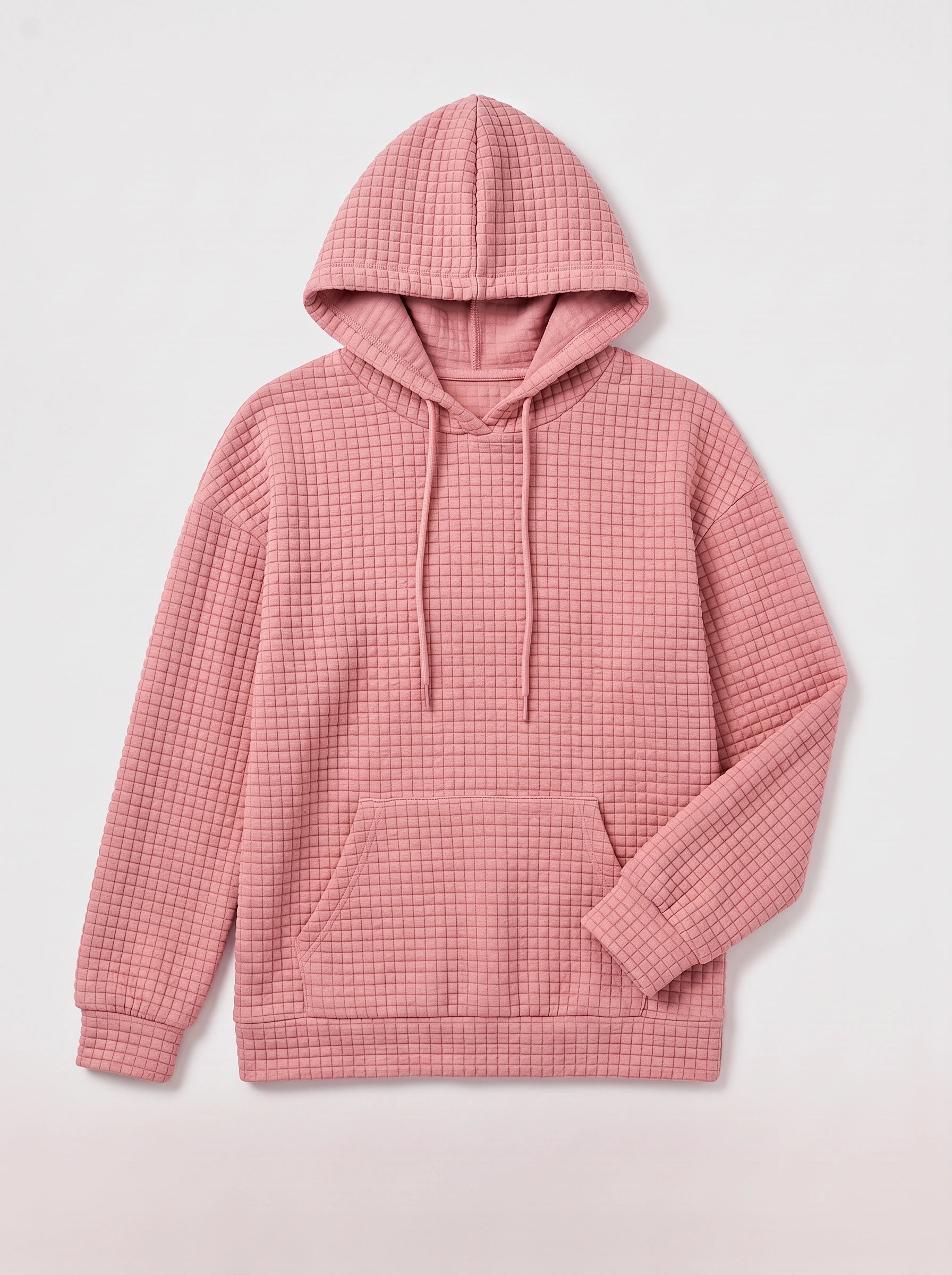 Sweat à capuche matelassé texturé Quadrette – Sweat confortable pour femme, style décontracté, détente, sportswear et streetwear