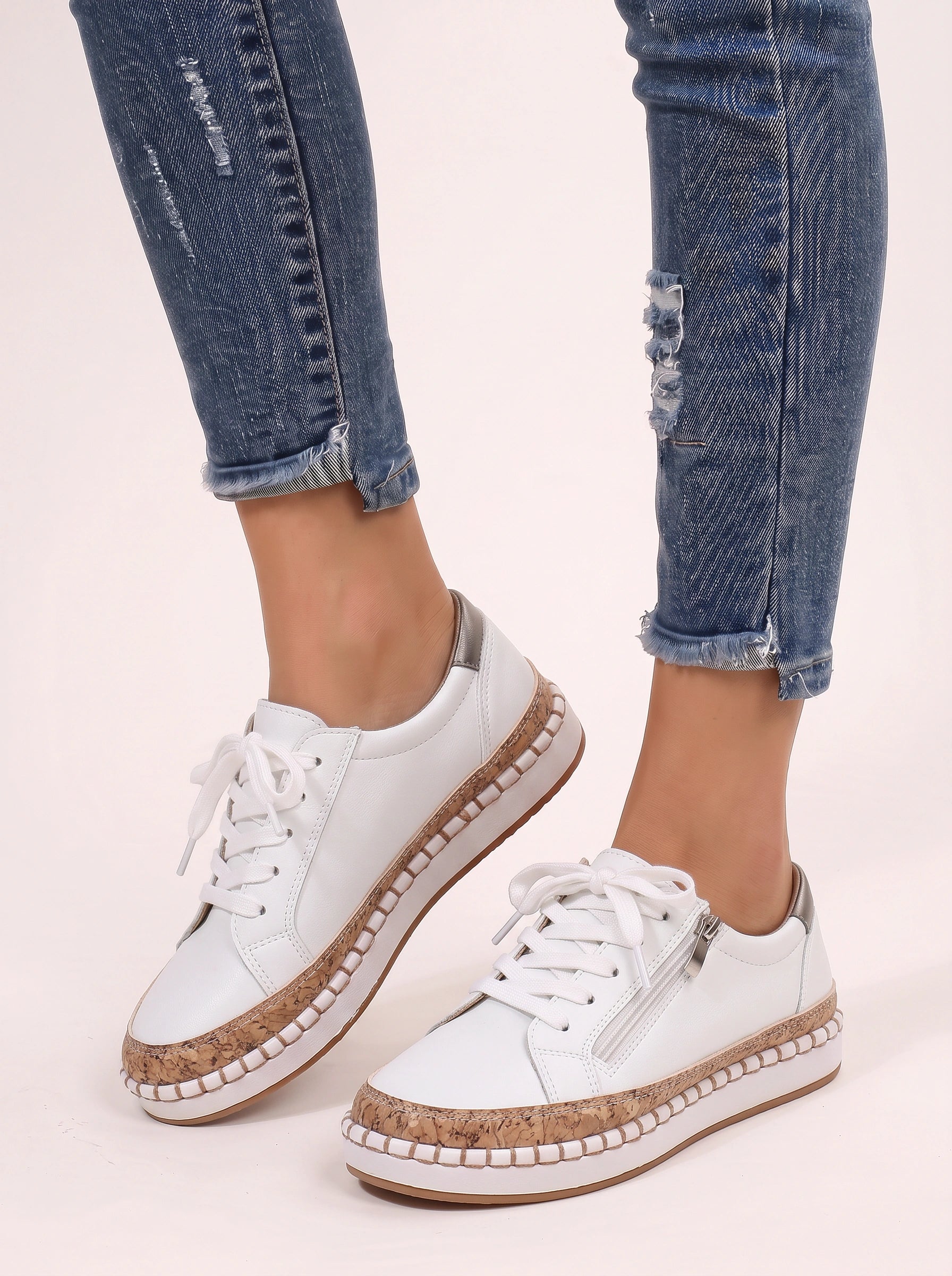 Floramille Embroidered Lace-Up Sneakers – Women Casual Sneaker Espadrille Platform Boho Floral Embroidered Sneakers