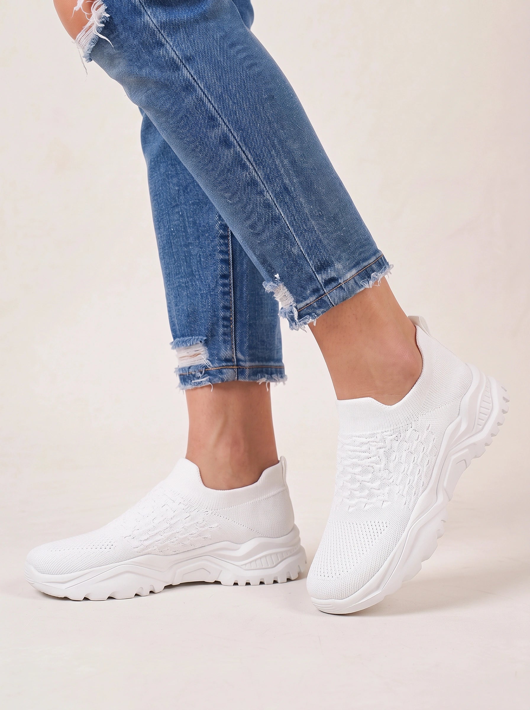 Sockwave Knit Slip-On Sneakers – Women Chunky Platform Walking Comfort Athletic Casual Sneakers