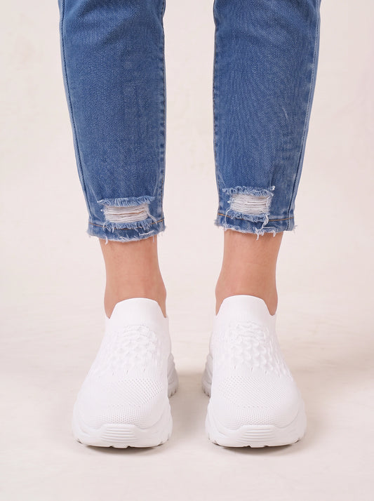 Sockwave Knit Slip-On Sneakers – Women Chunky Platform Walking Comfort Athletic Casual Sneakers