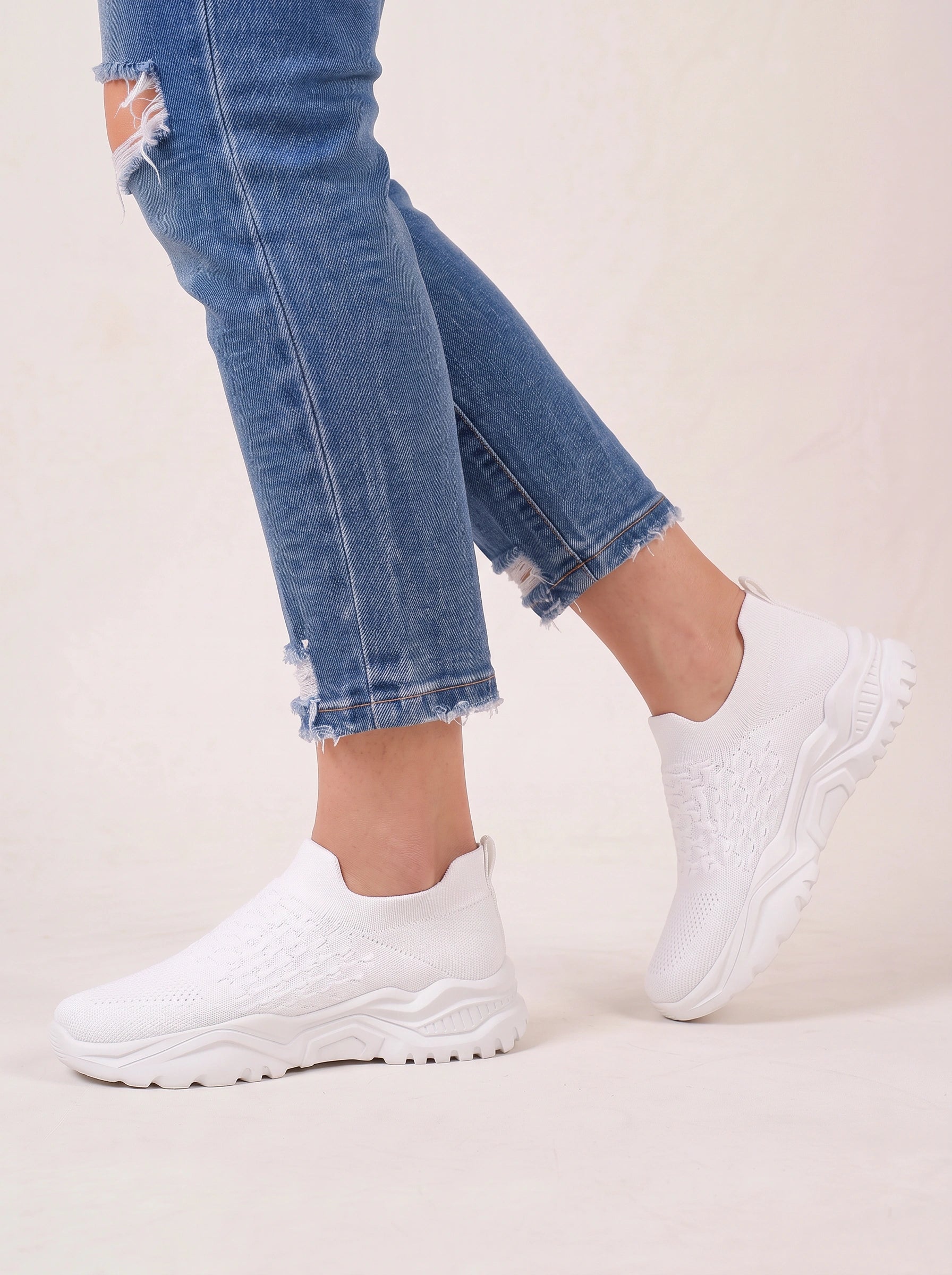 Sockwave Knit Slip-On Sneakers – Women Chunky Platform Walking Comfort Athletic Casual Sneakers