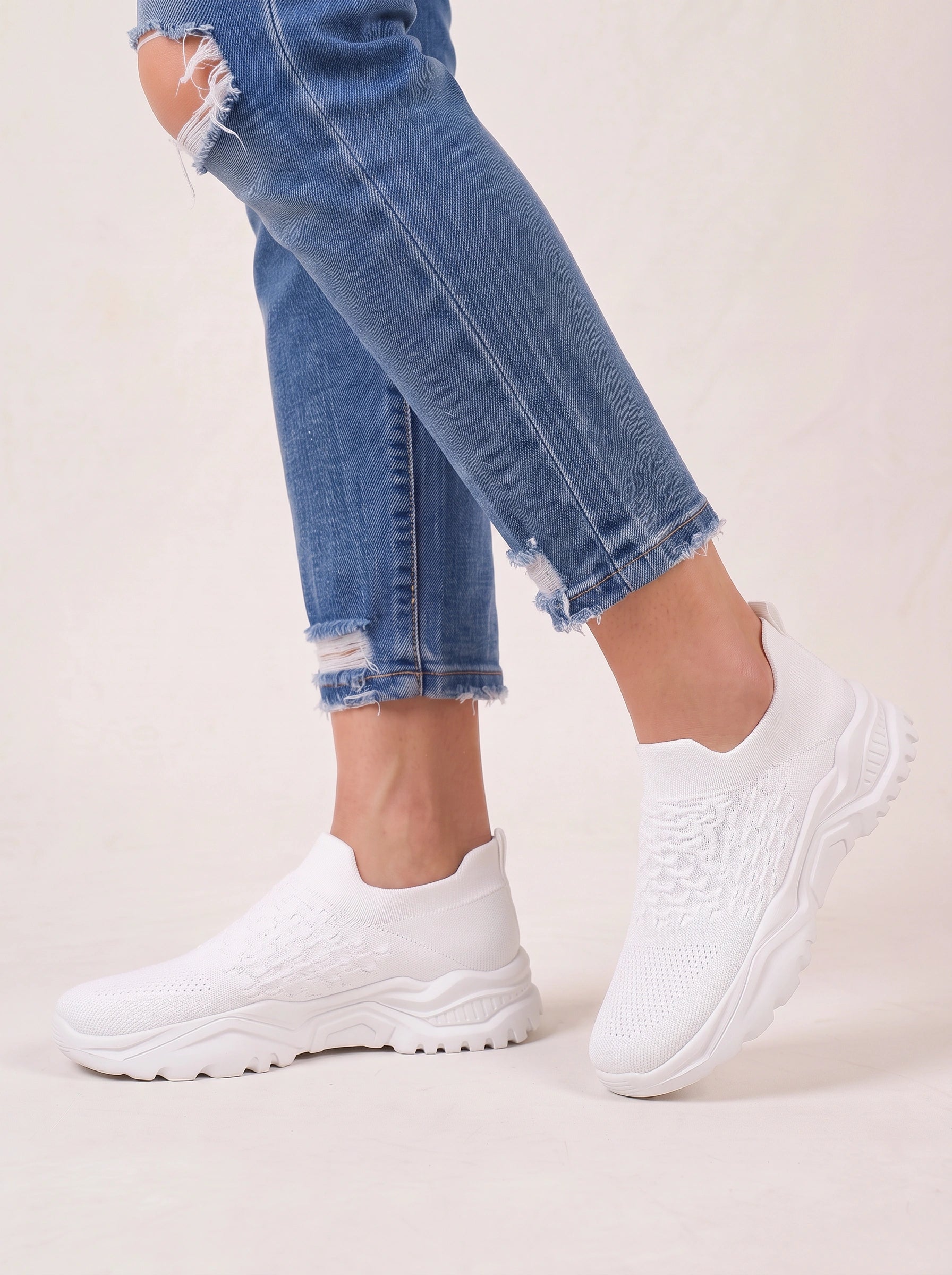 Sockwave Knit Slip-On Sneakers – Women Chunky Platform Walking Comfort Athletic Casual Sneakers