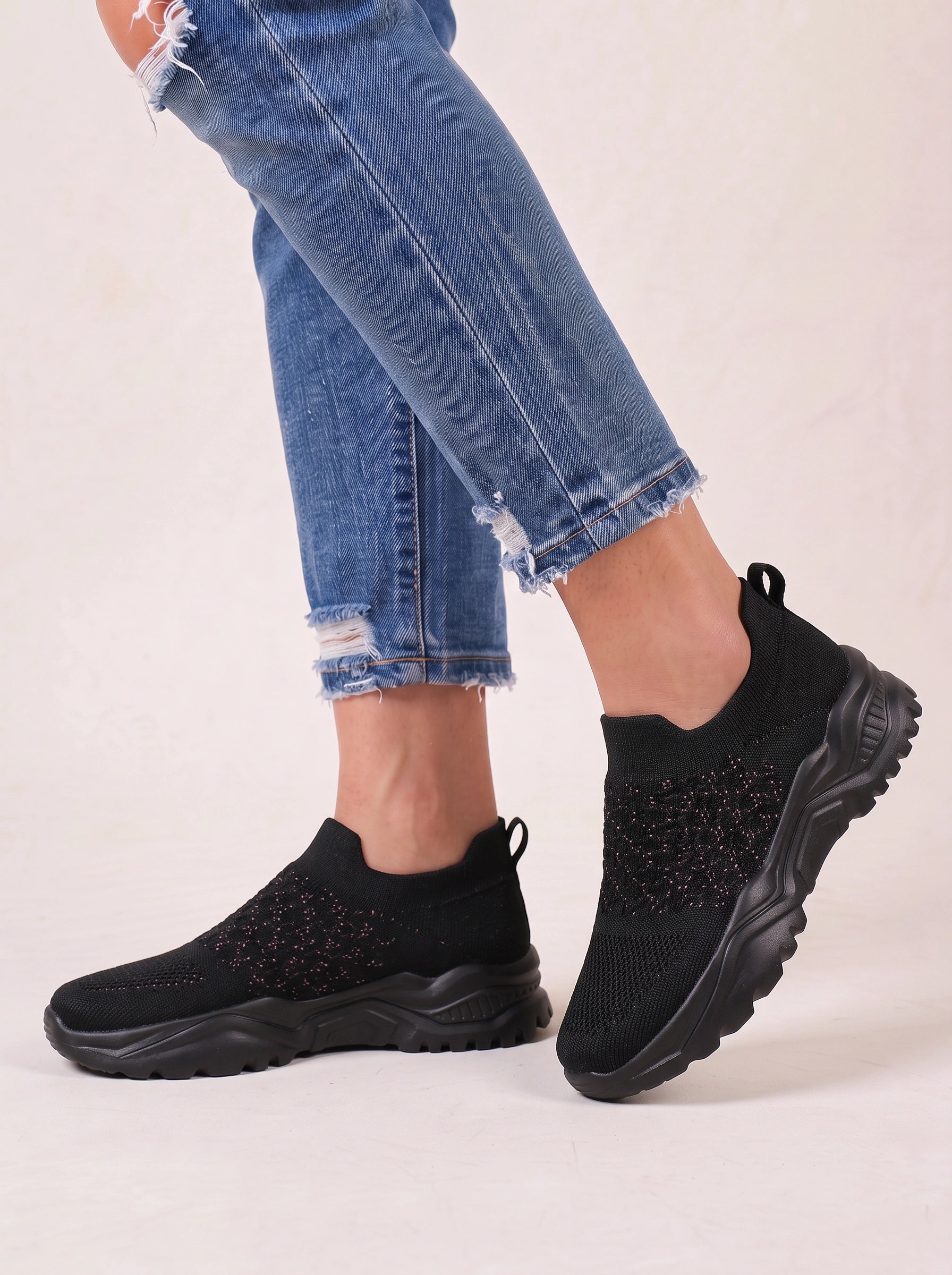 Sockwave Knit Slip-On Sneakers – Women Chunky Platform Walking Comfort Athletic Casual Sneakers