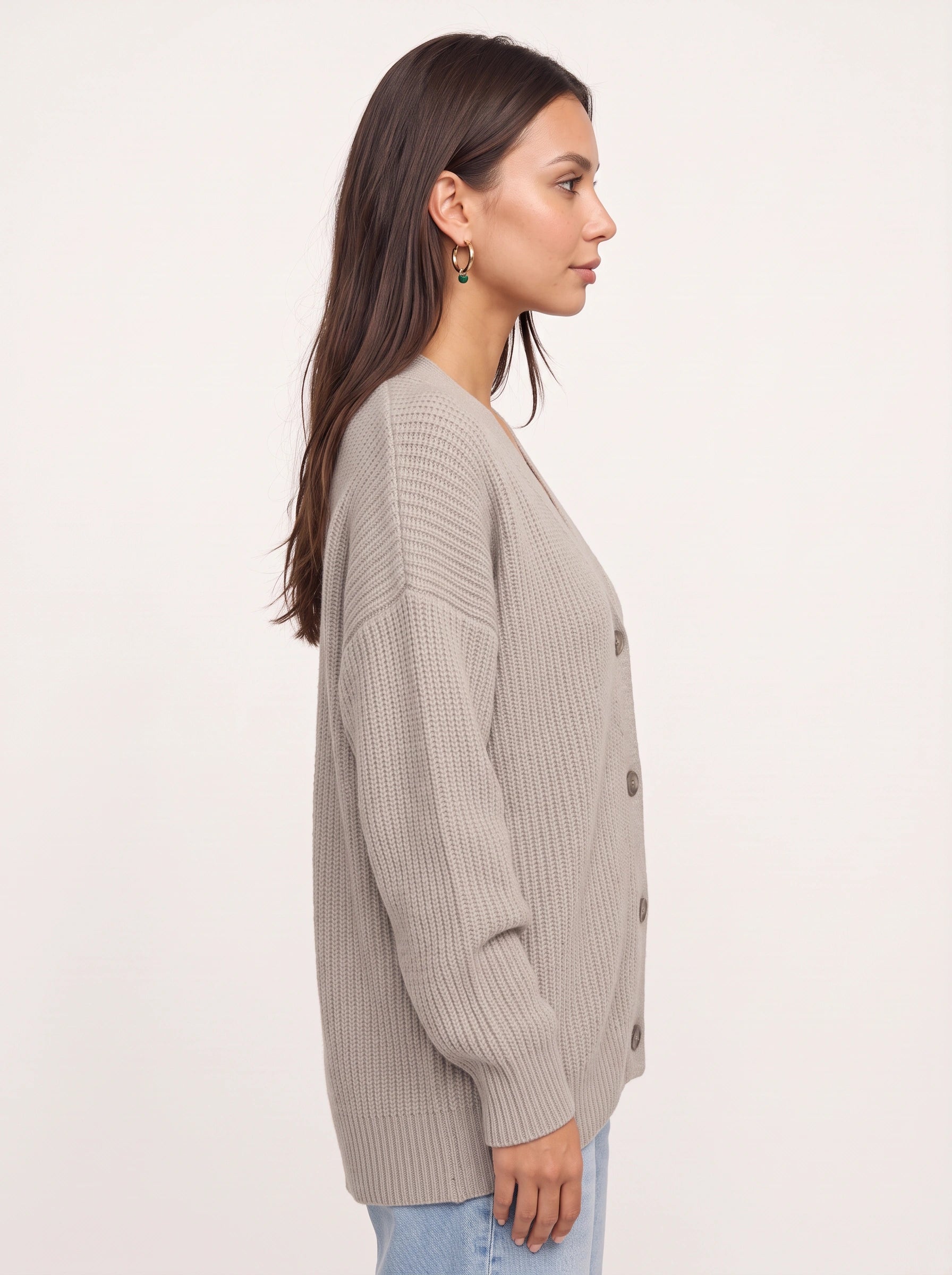 Gilet cardigan oversize en maille côtelée épaisse à boutons Trescia - pull en maille pour femme, tenue décontractée d'intérieur automnale, cardigan à col V