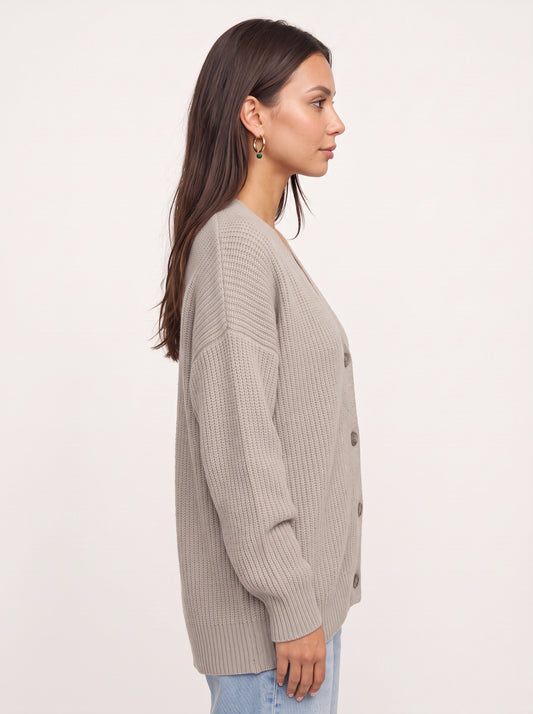 Trescia Chunky Ribbed Button Cardigan – Oversized Women Knit Sweater Fall Casual Loungewear V-Neck Cardigan