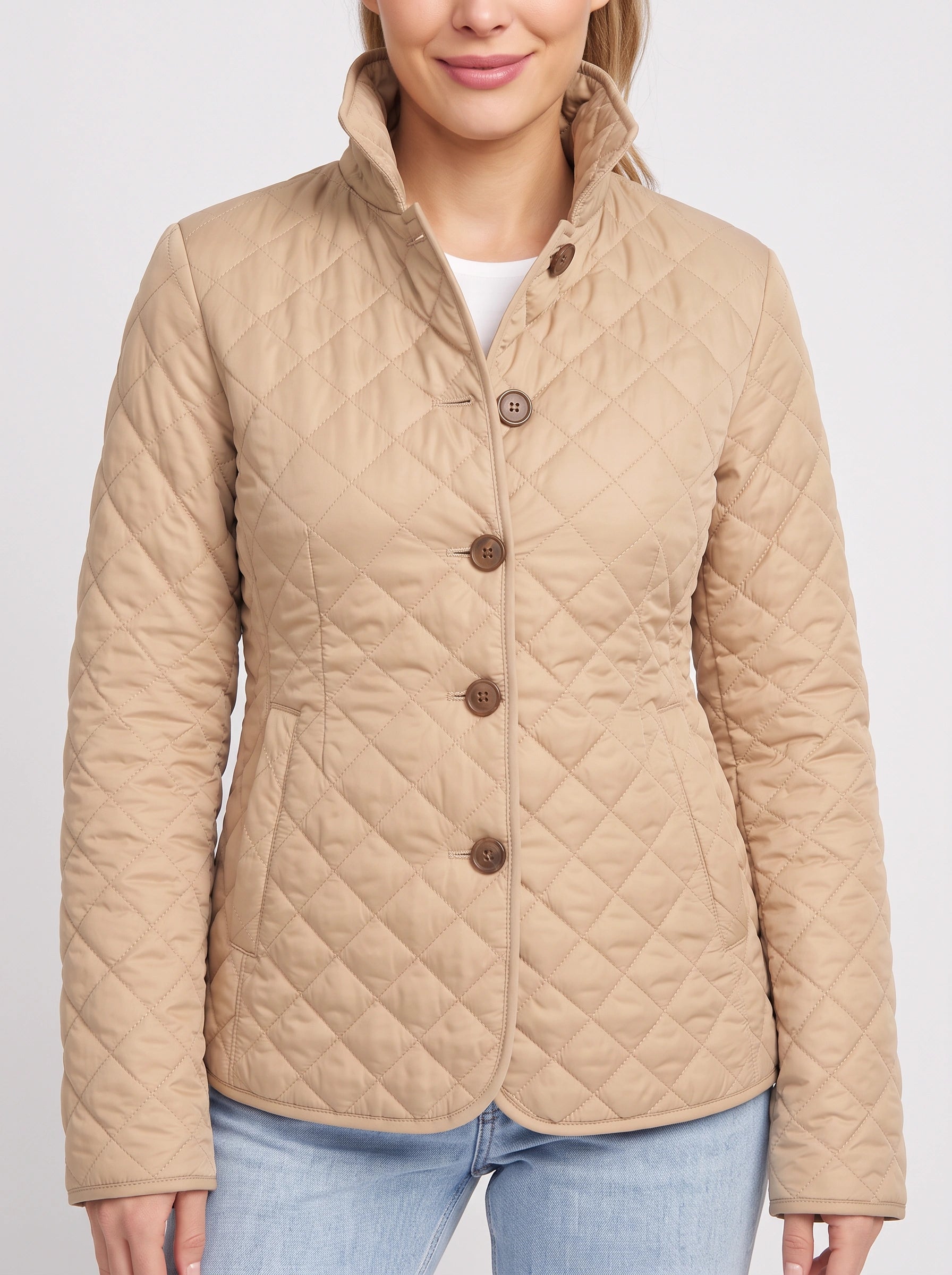 Veste matelassée à motifs losanges Quilome - veste de grange pour femme, fermeture boutonnée sur le devant, veste légère décontractée pour l'automne