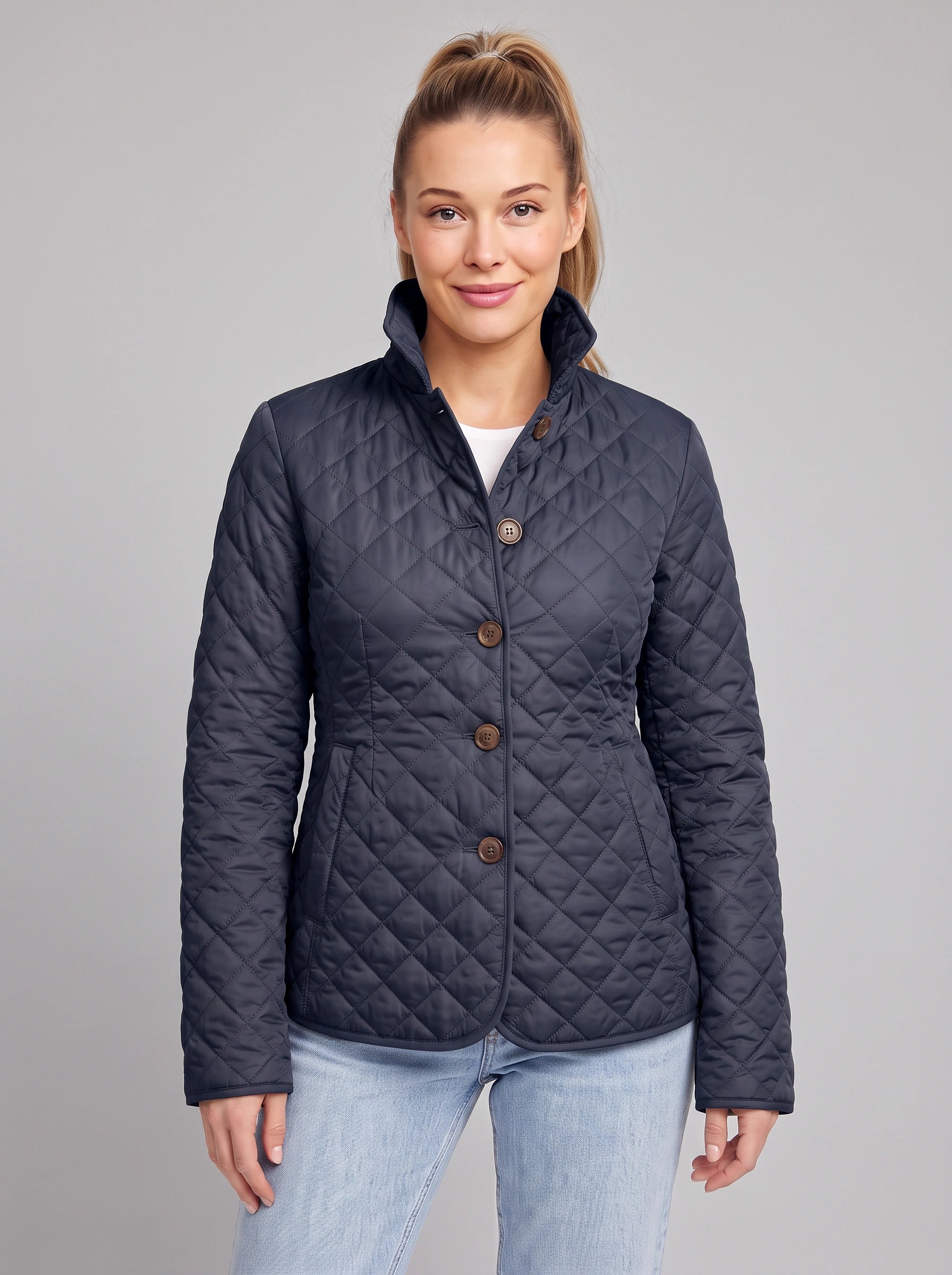 Veste matelassée à motifs losanges Quilome - veste de grange pour femme, fermeture boutonnée sur le devant, veste légère décontractée pour l'automne