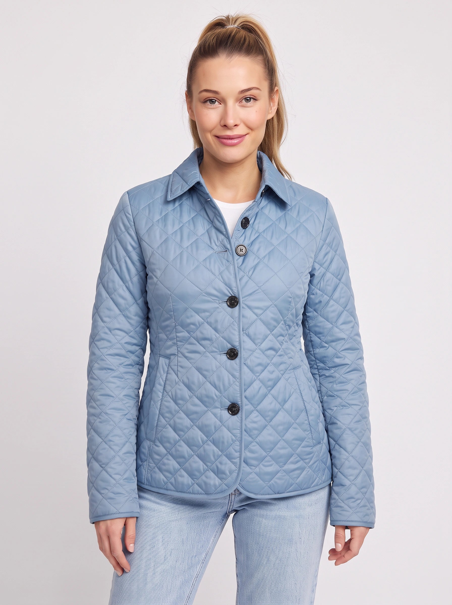 Veste matelassée à motifs losanges Quilome - veste de grange pour femme, fermeture boutonnée sur le devant, veste légère décontractée pour l'automne