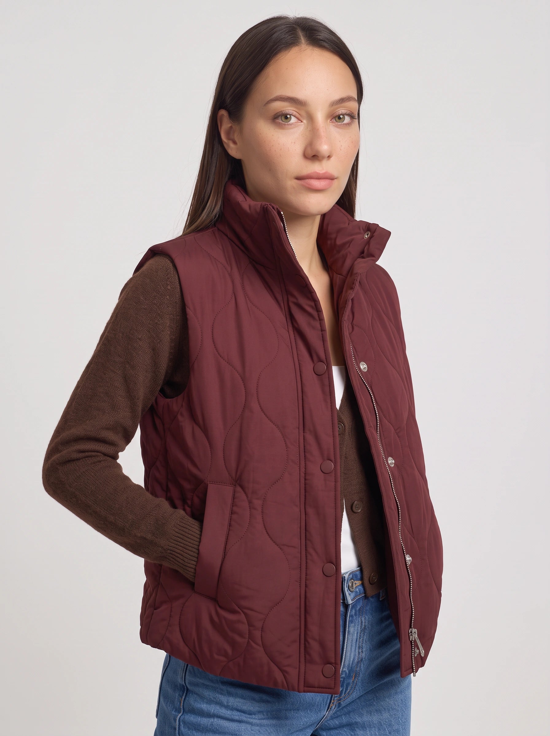 Rhomba Quilted Puffer Vest – Women Sleeveless Gilet Jacket Casual Layering Outdoor Country Fall