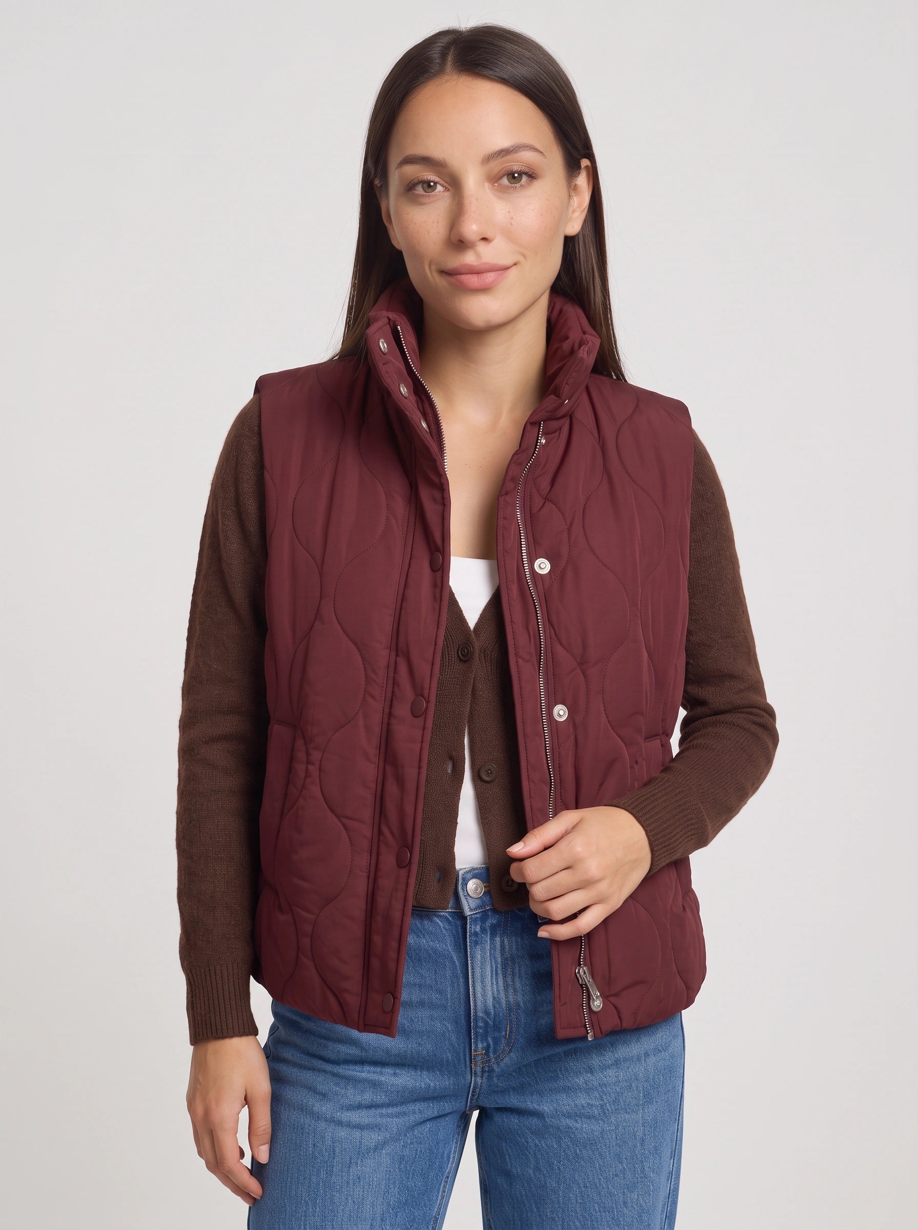 Rhomba Quilted Puffer Vest – Women Sleeveless Gilet Jacket Casual Layering Outdoor Country Fall