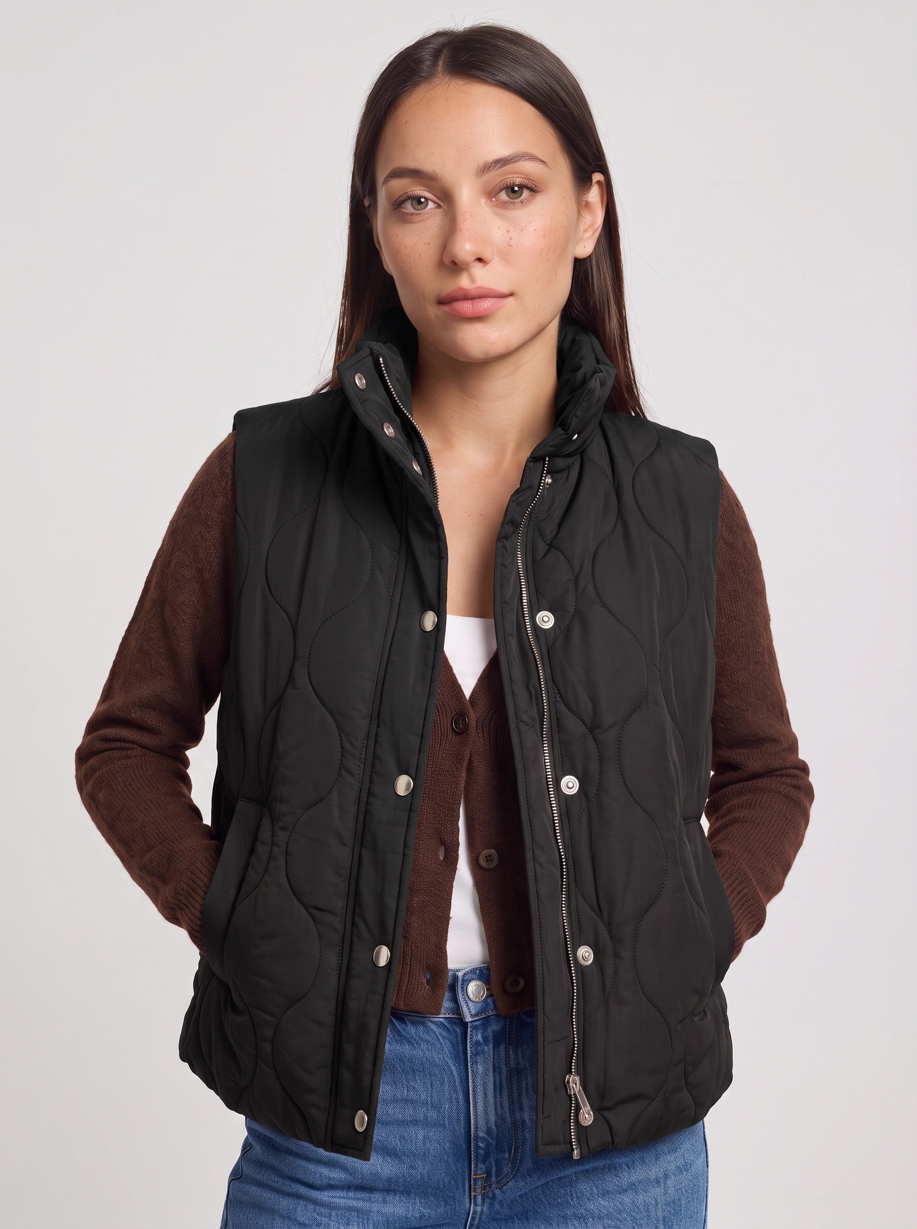 Rhomba Quilted Puffer Vest – Women Sleeveless Gilet Jacket Casual Layering Outdoor Country Fall