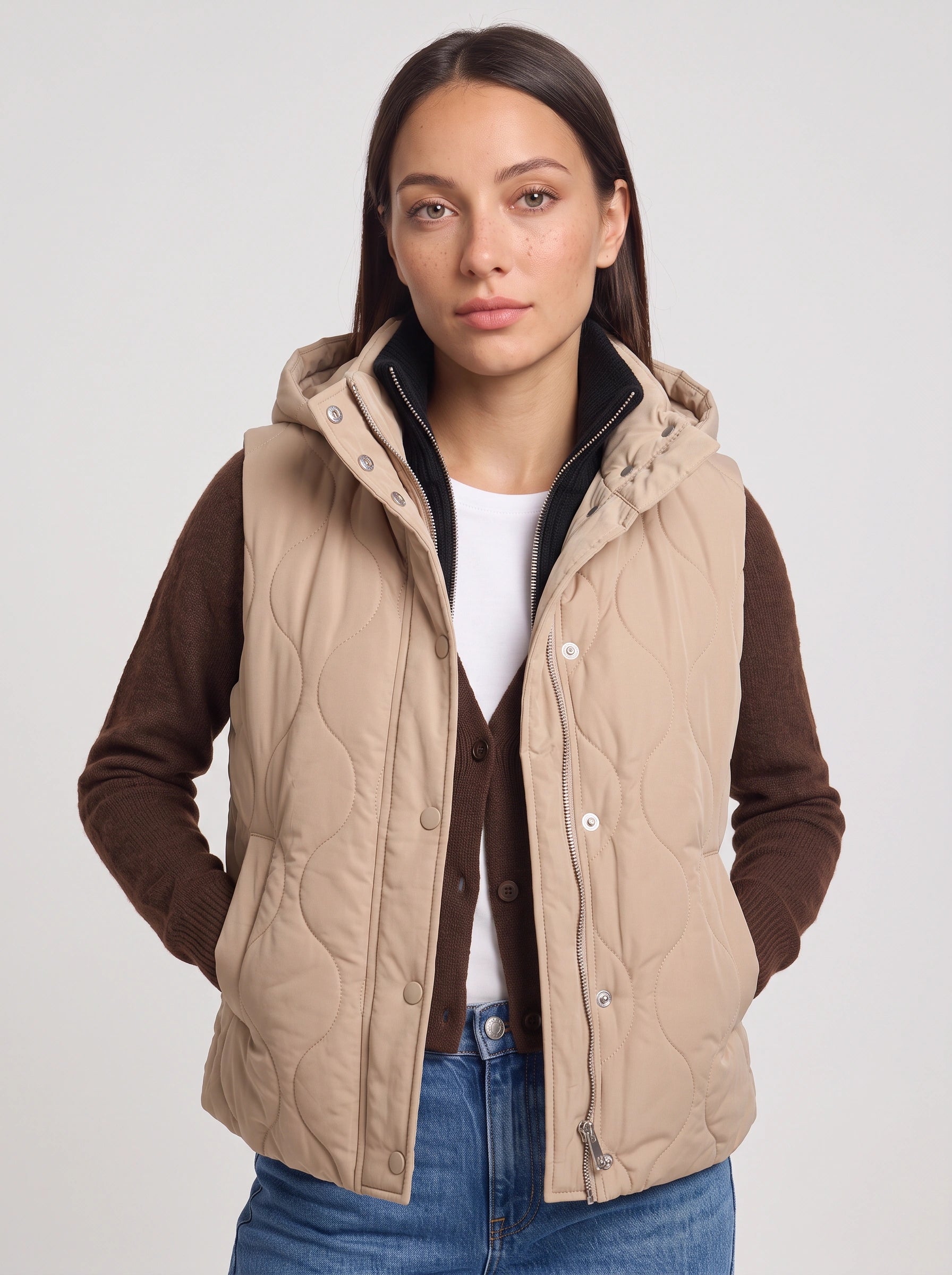 Rhomba Quilted Puffer Vest – Women Sleeveless Gilet Jacket Casual Layering Outdoor Country Fall